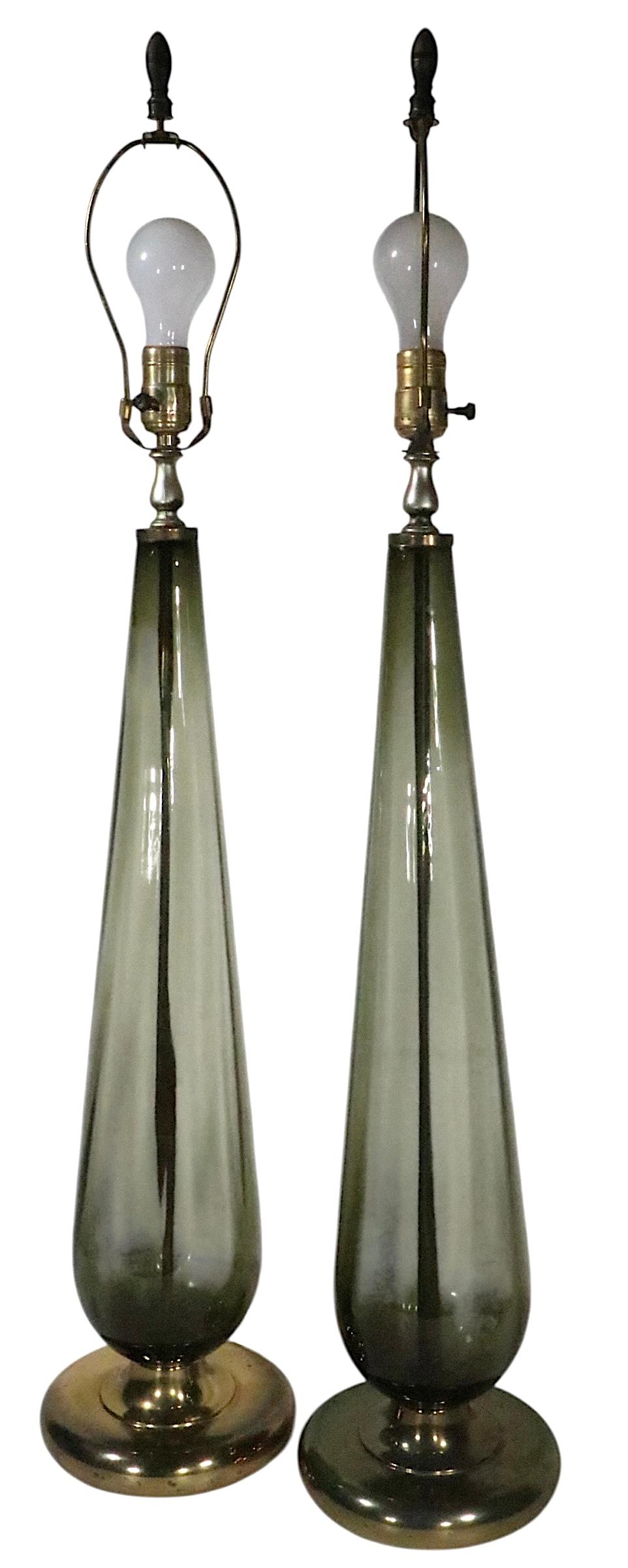 Mid Century Hollywood Regency Italienische Glas Tischlampen ca. 1950/60er Jahre (20. Jahrhundert) im Angebot