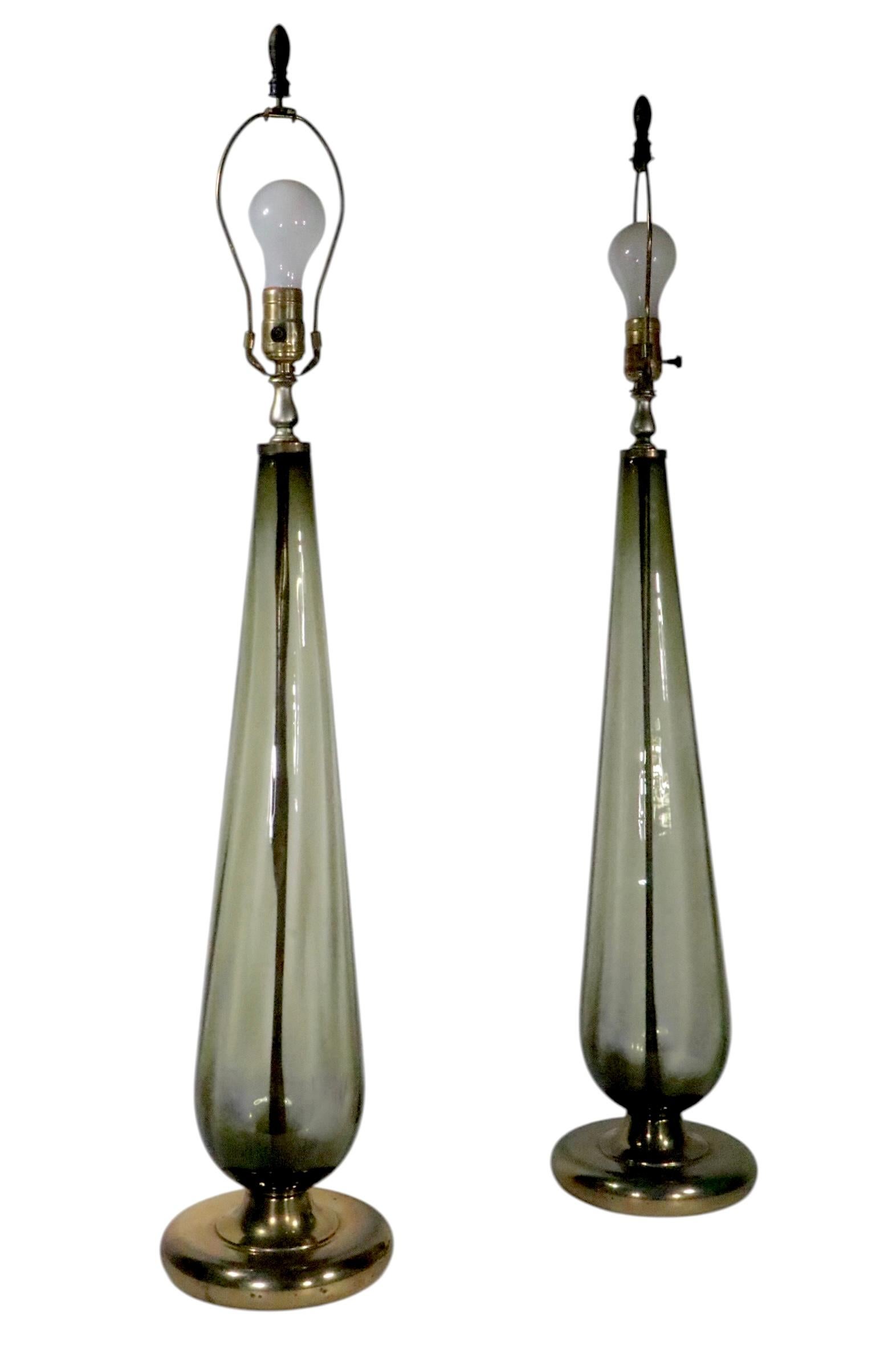 Mid Century Hollywood Regency Italienische Glas Tischlampen ca. 1950/60er Jahre im Angebot 2