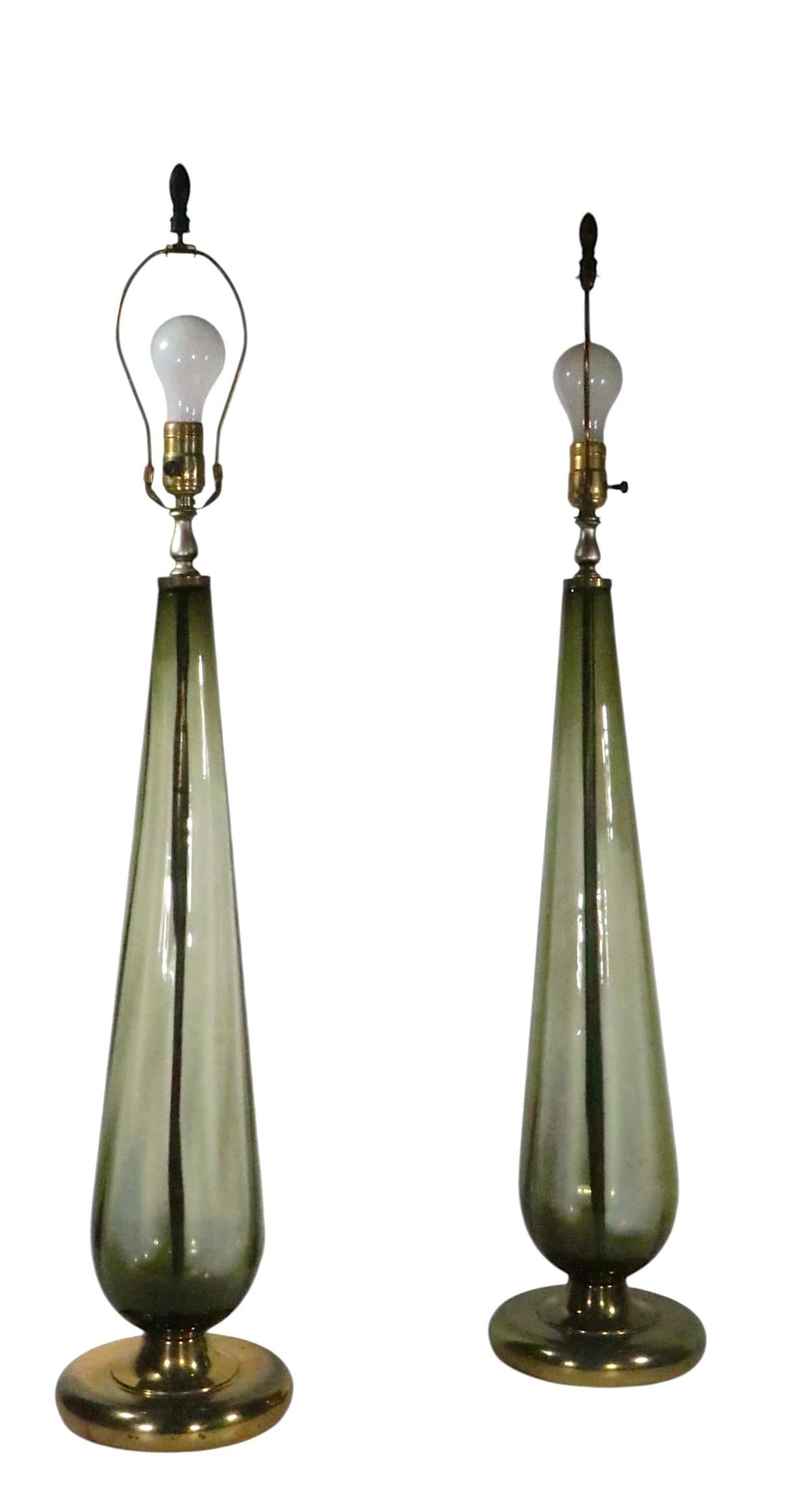 Mid Century Hollywood Regency Italienische Glas Tischlampen ca. 1950/60er Jahre im Angebot 3