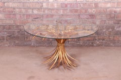 Midcentury Hollywood Regency Italian Gold Sheaf of Wheat Cocktail Table, 1960s