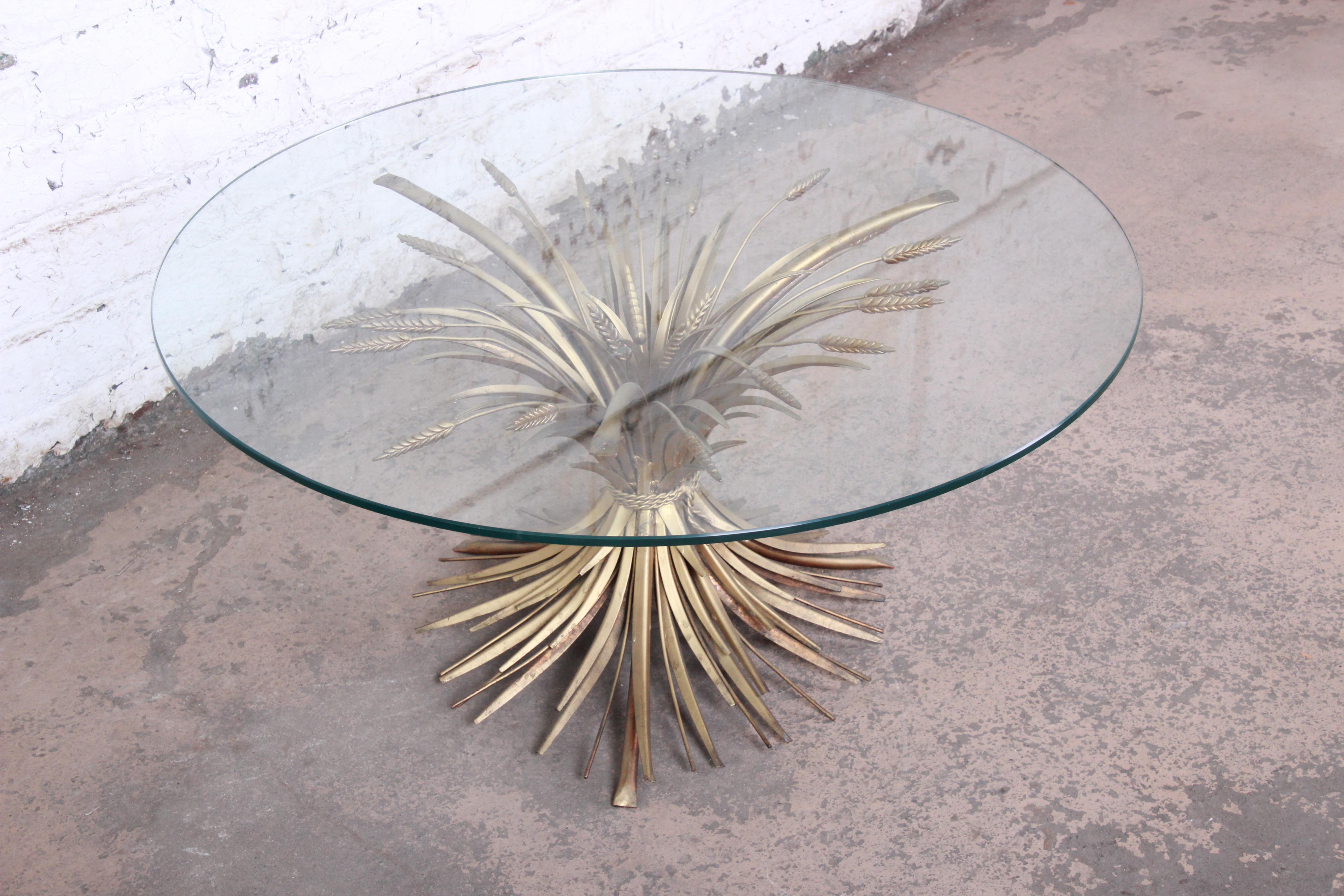 Mid-20th Century Midcentury Hollywood Regency Italian Gold Sheaf of Wheat Cocktail Table, 1960s