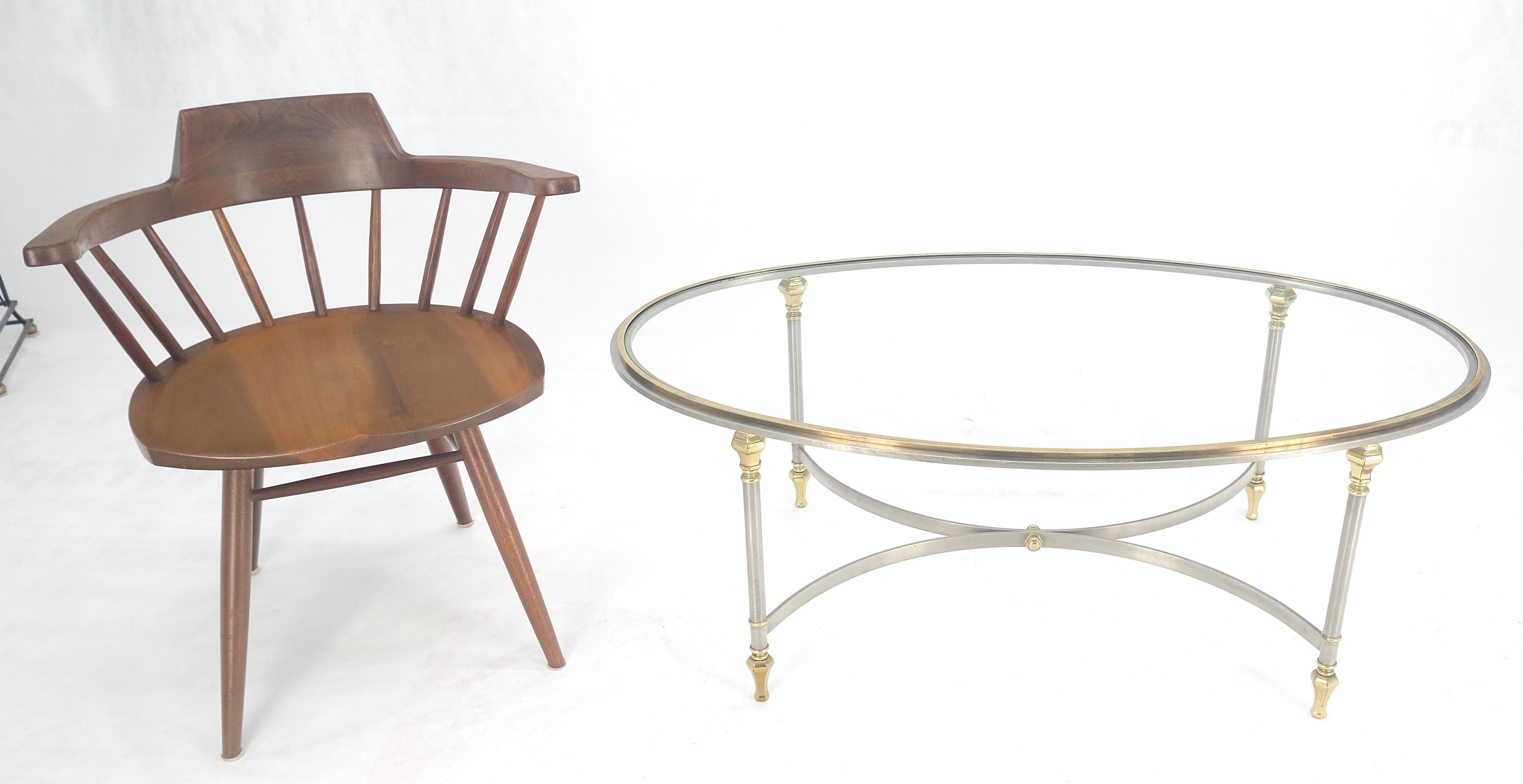 Mid-Century Modern Table à café en laiton et chrome, milieu de siècle, Hollywood Regency, Italie, plateau ovale en verre en vente