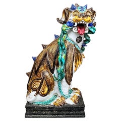 Mid-Century Hollywood Regency Italian Terracotta Chinoiserie Foo Dog Figurine