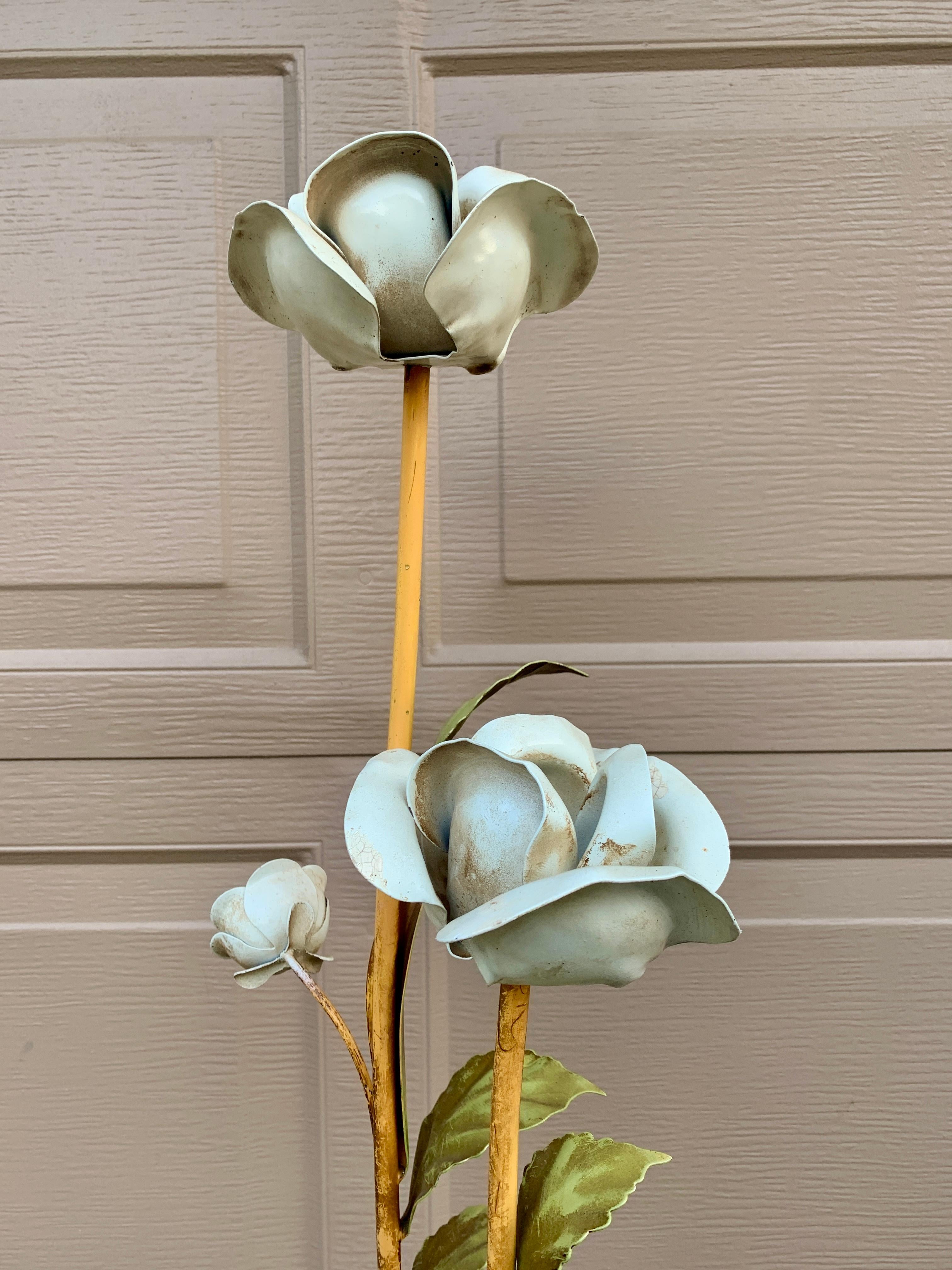 Mid-Century Hollywood Regency Italian Tole Floral Rose Floor Lamp, 1950s 12