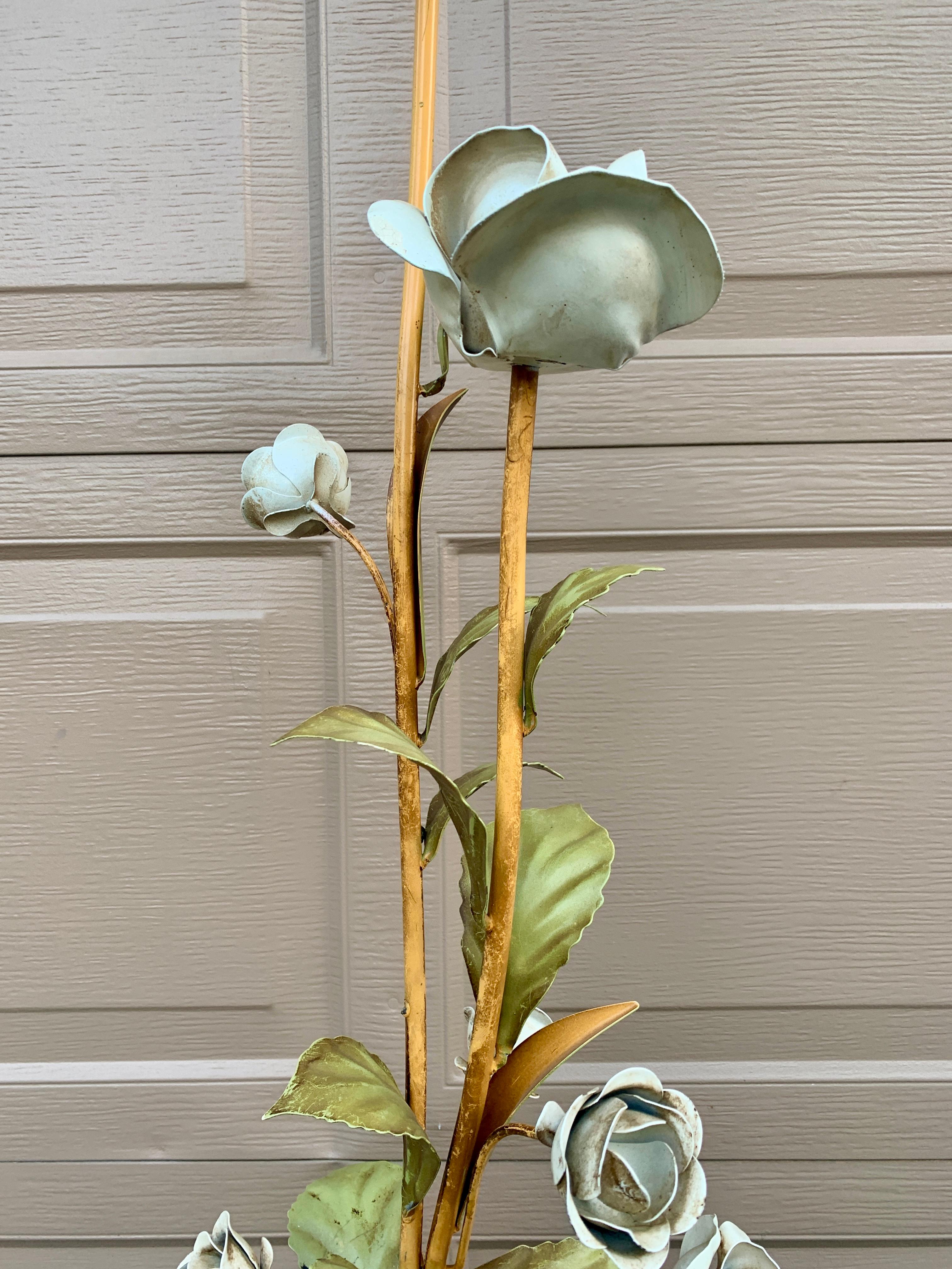 Mid-Century Hollywood Regency Italian Tole Floral Rose Floor Lamp, 1950s 13