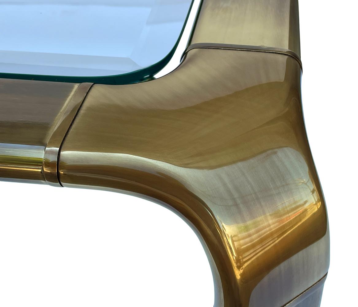 Midcentury Hollywood Regency John Widdicomb Brass/Glass Square Cocktail Table For Sale 2