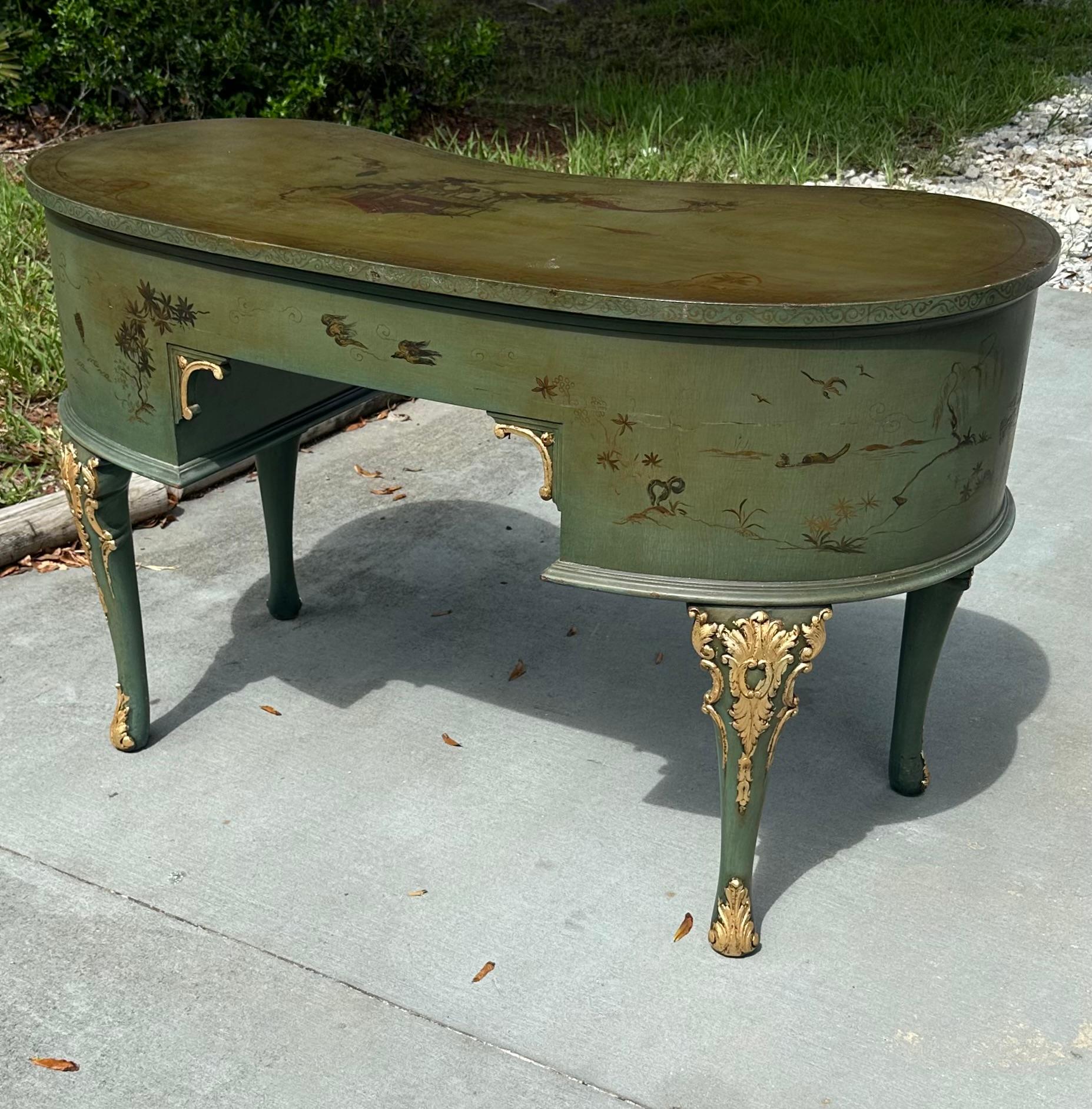 Mid-Century Hollywood Regency Kidney Shaped Writing Desk 4