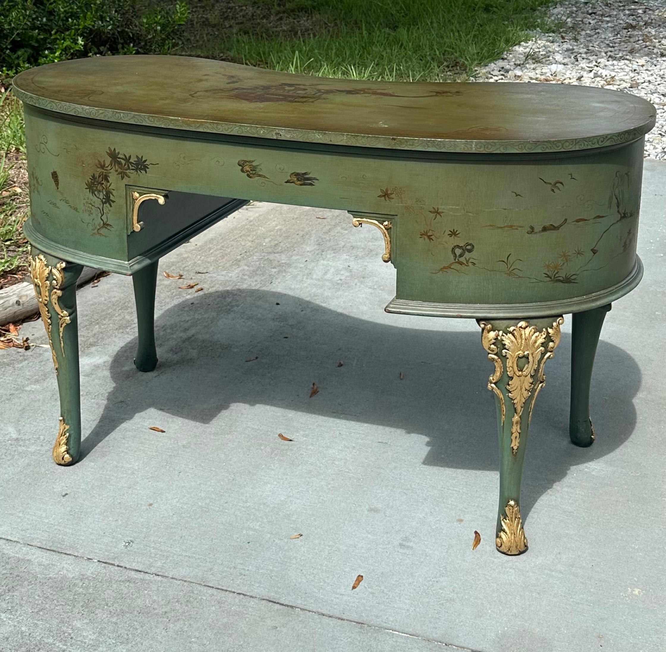 Mid-Century Hollywood Regency Kidney Shaped Writing Desk 5