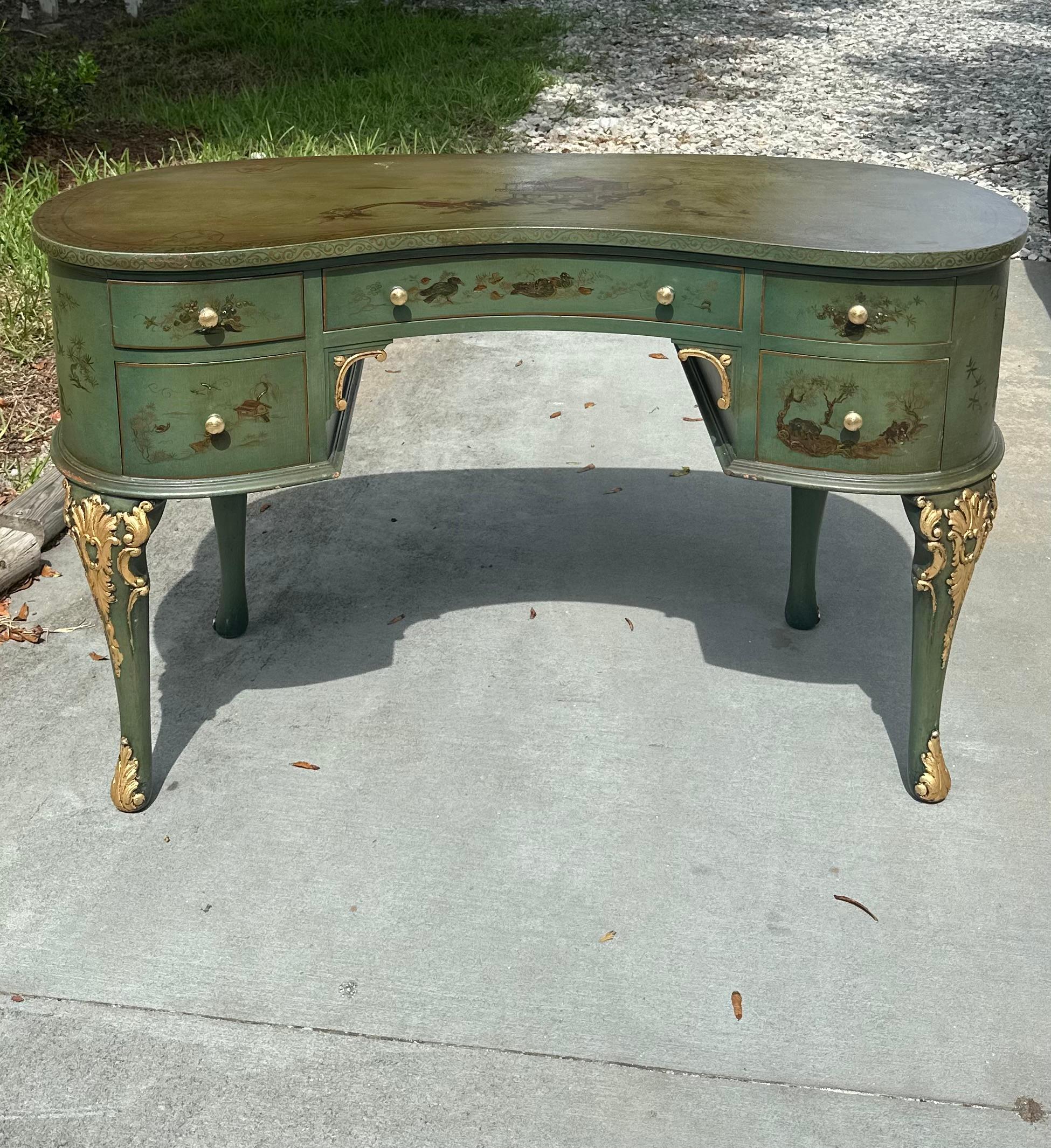 Unknown Mid-Century Hollywood Regency Kidney Shaped Writing Desk