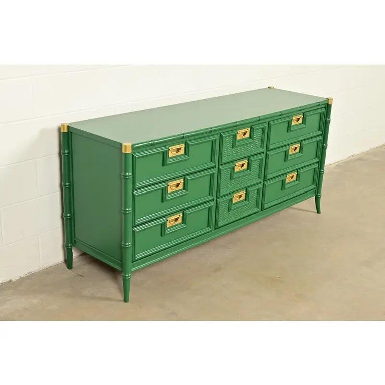 green bamboo dresser Bali Hai Faux Bamboo Dresser in Bottle Green
