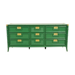 Mid-Century Hollywood Regency Lacquered Faux Bamboo Triple Dresser By Stanley