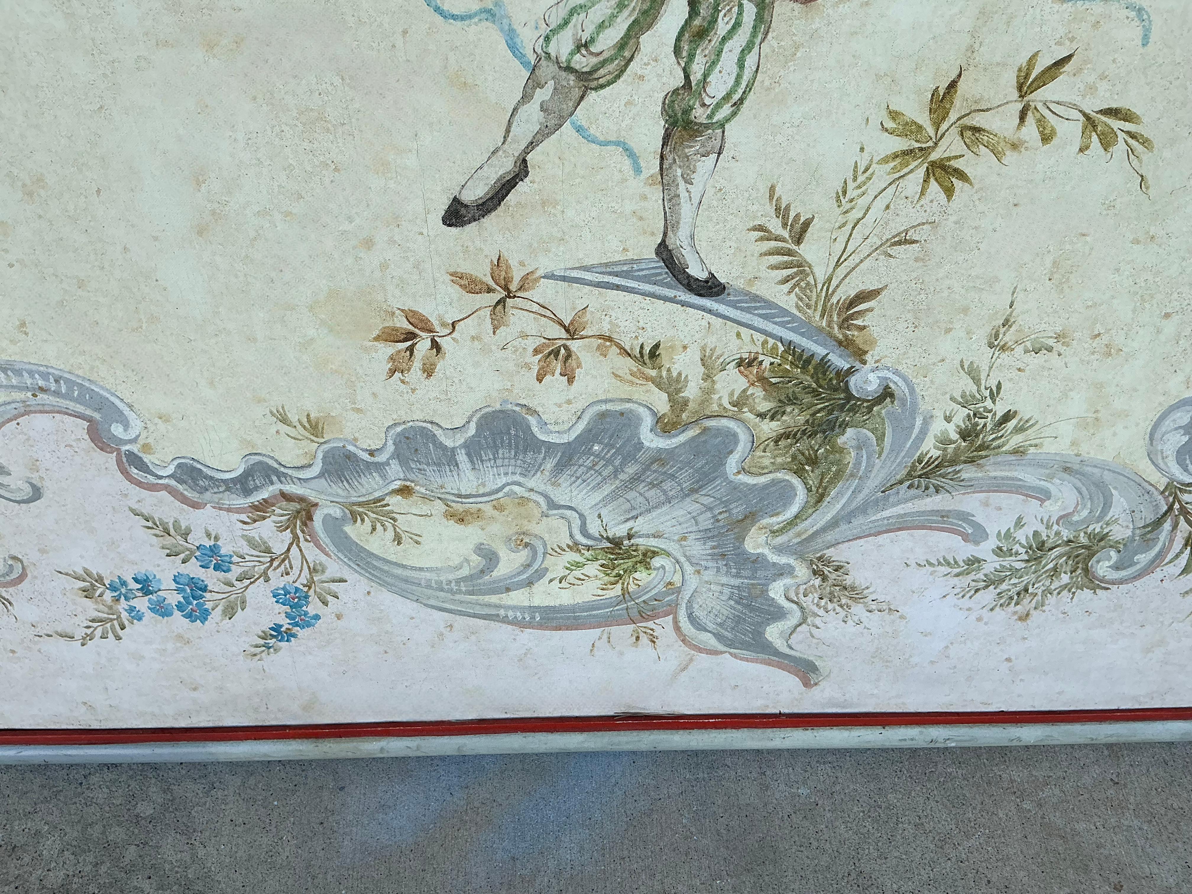 Mid-Century Hollywood Regency Large Italian Chinoiserie Framed Oil On Canvas For Sale 1