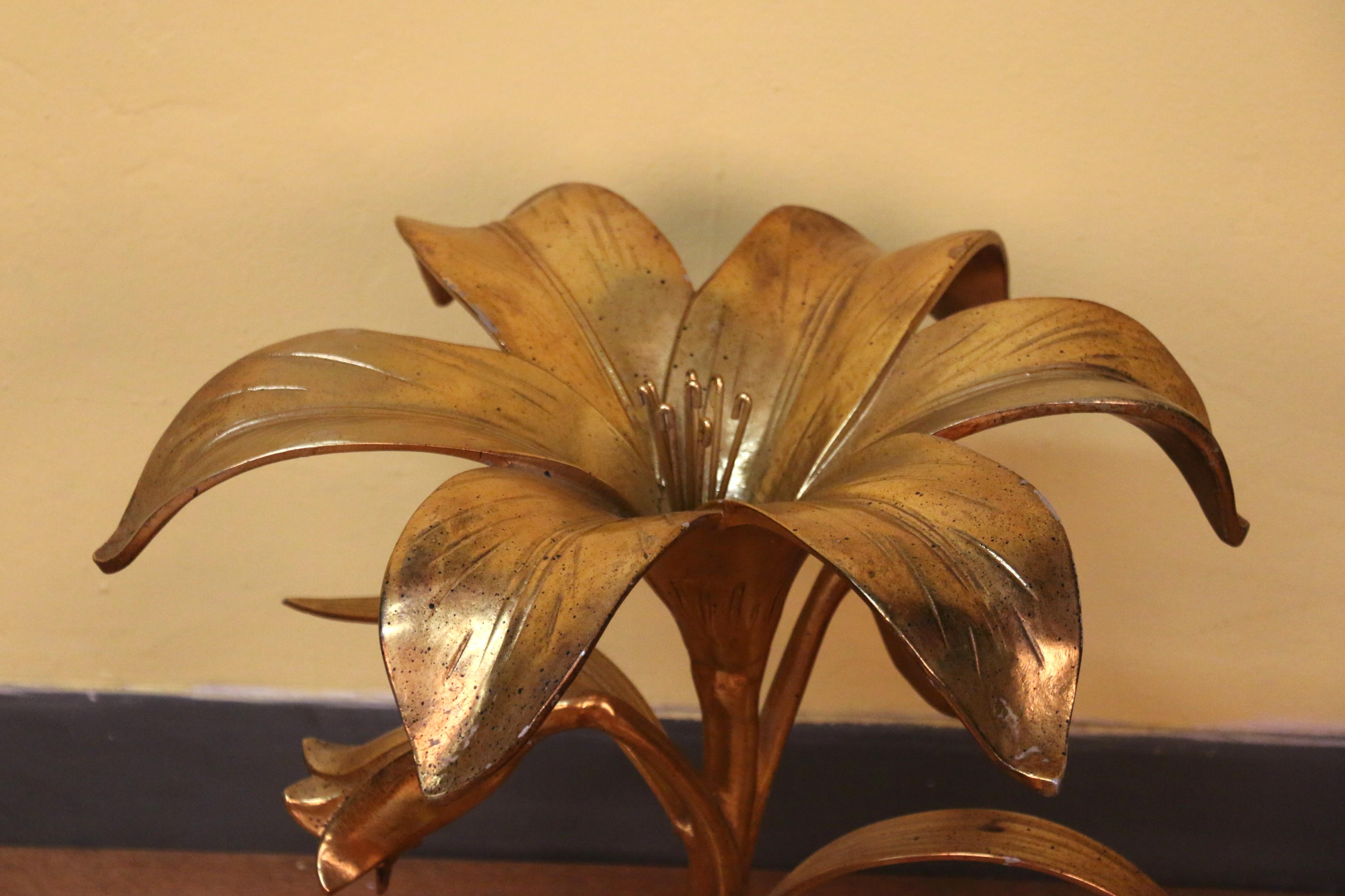 Mid-Century Hollywood Regency Lily Flower Side Table by Arthur Court For Sale 6