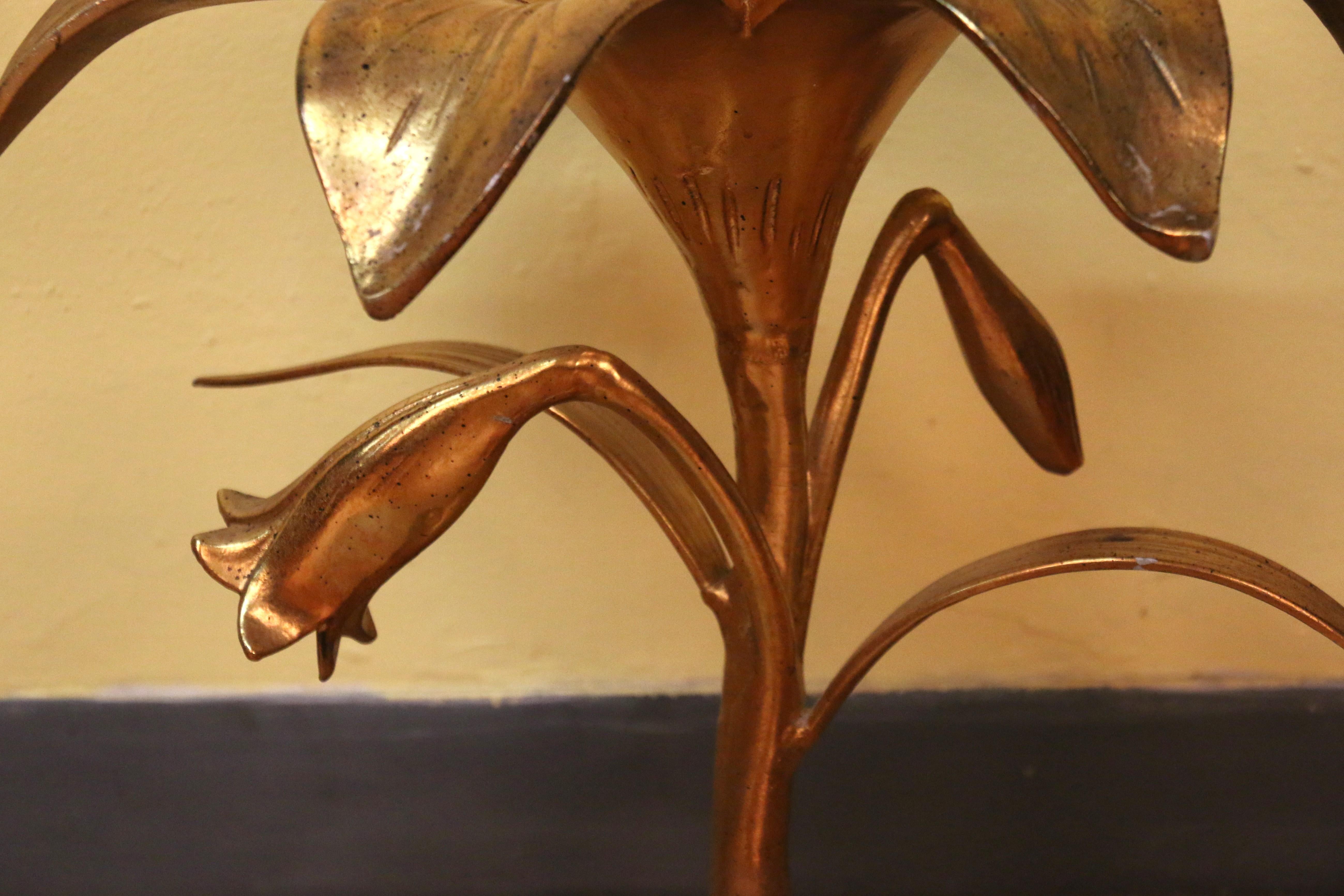 Mid-Century Hollywood Regency Lily Flower Side Table by Arthur Court For Sale 7