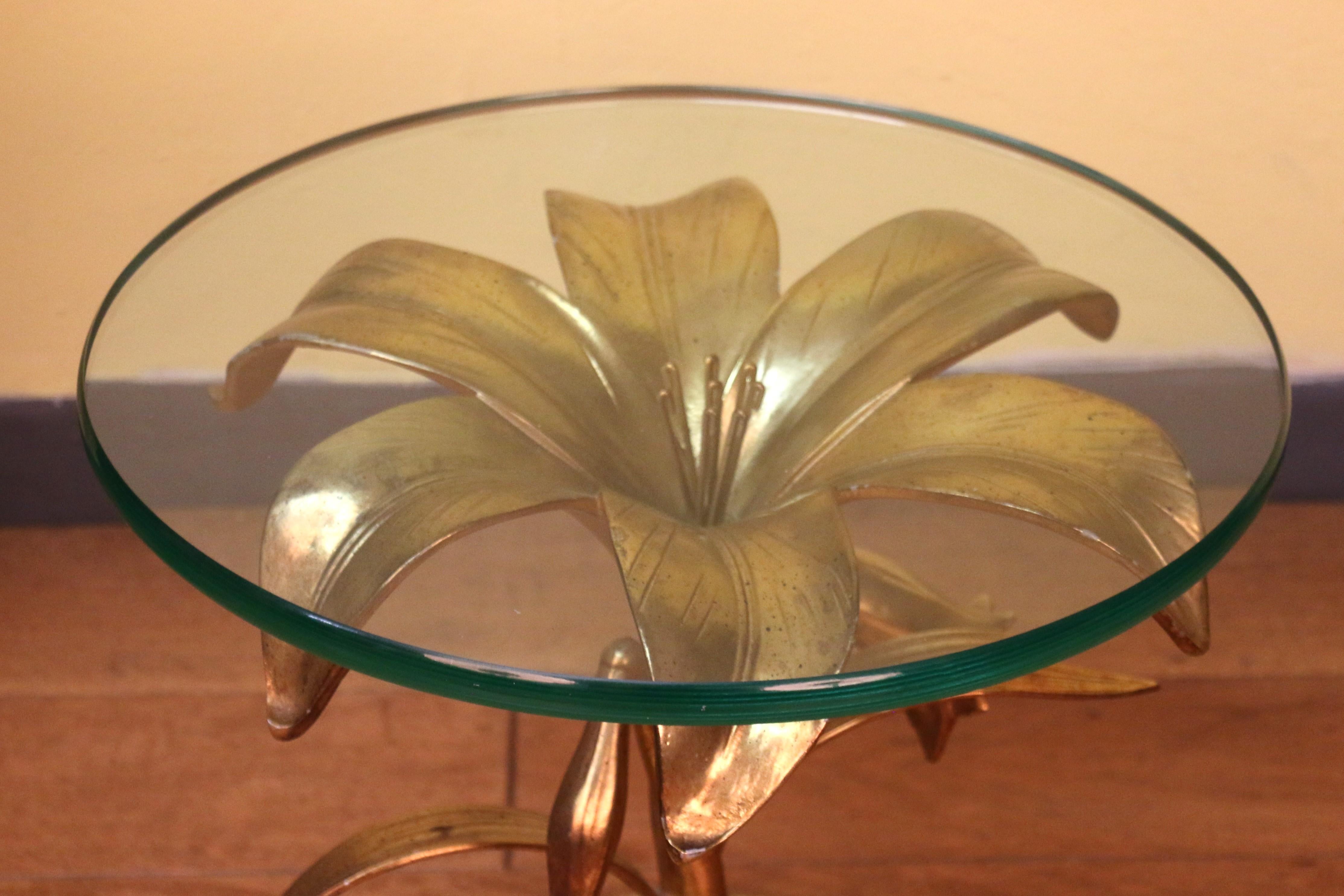 Mid-20th Century Mid-Century Hollywood Regency Lily Flower Side Table by Arthur Court For Sale