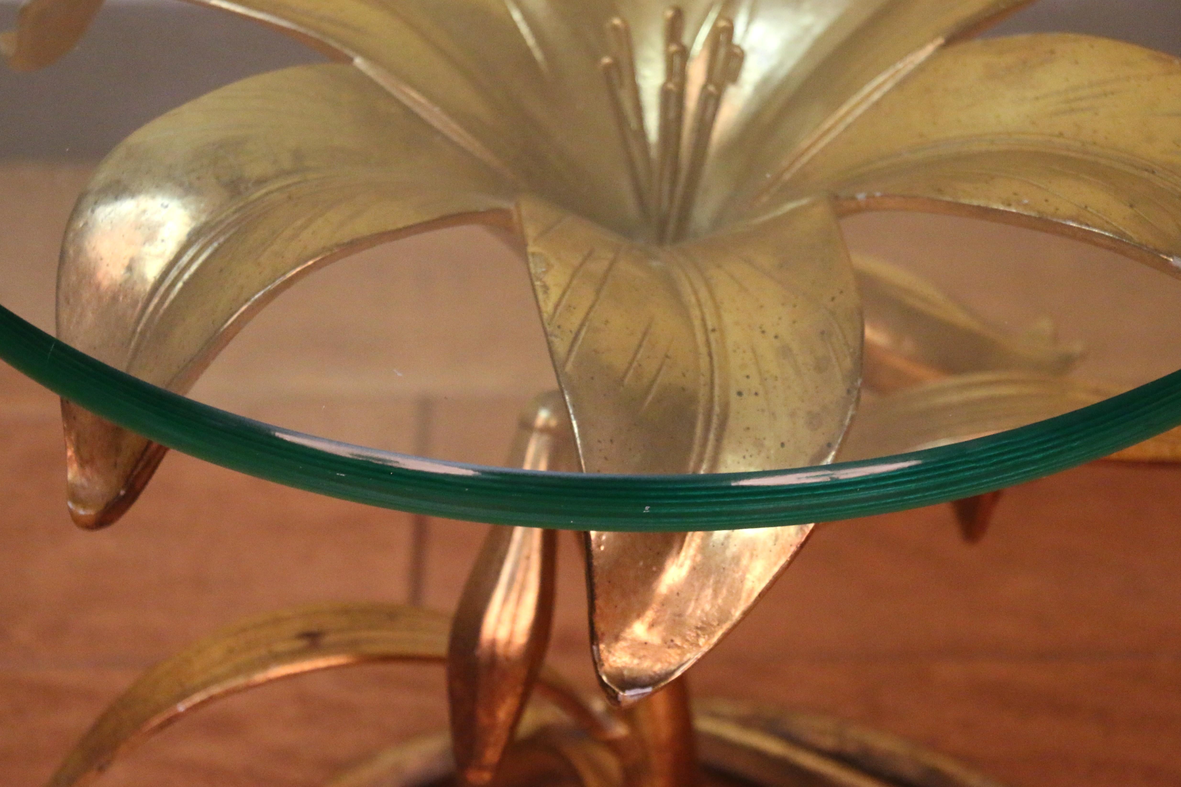 Mid-Century Hollywood Regency Lily Flower Side Table by Arthur Court For Sale 2