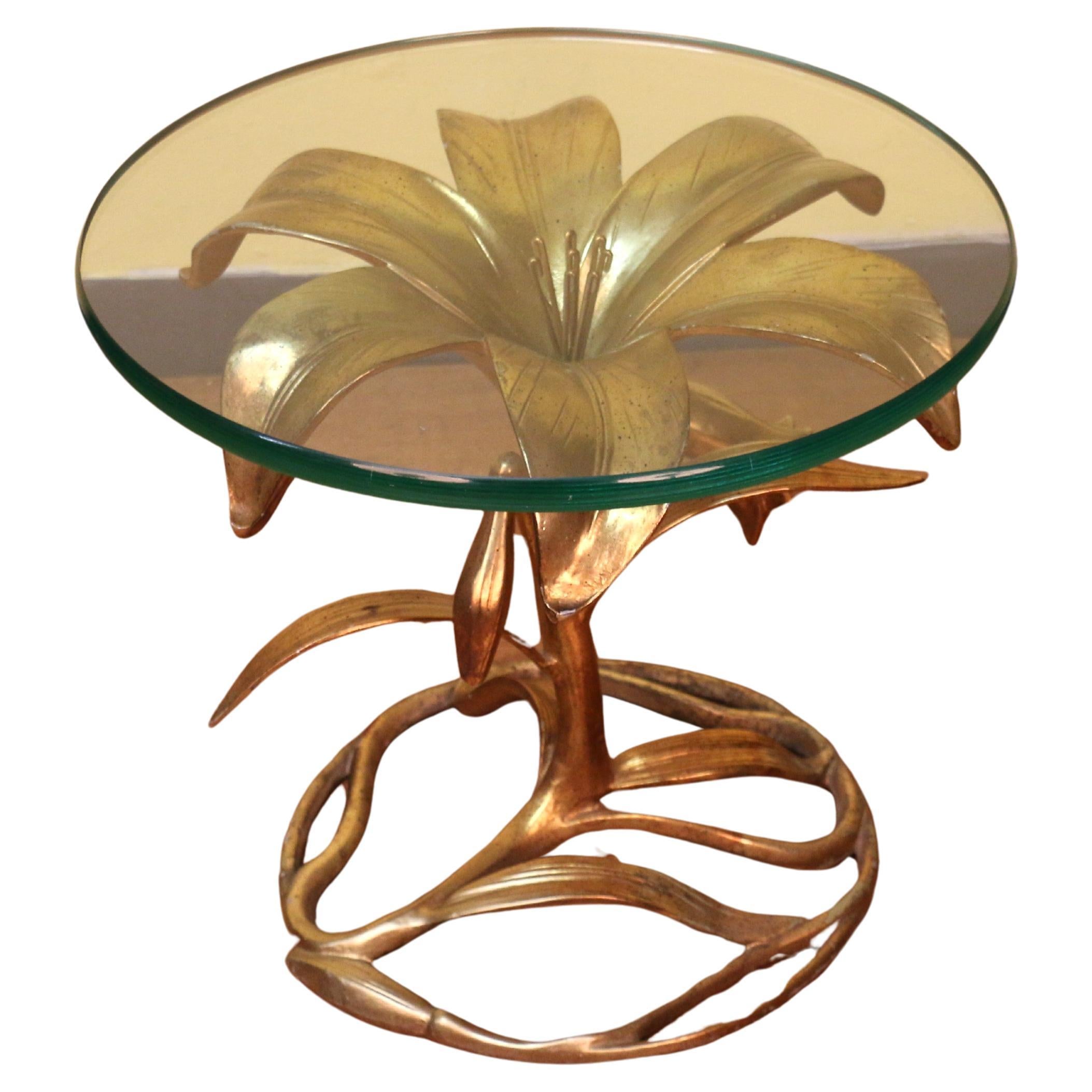 Mid-Century Hollywood Regency Lily Flower Side Table by Arthur Court