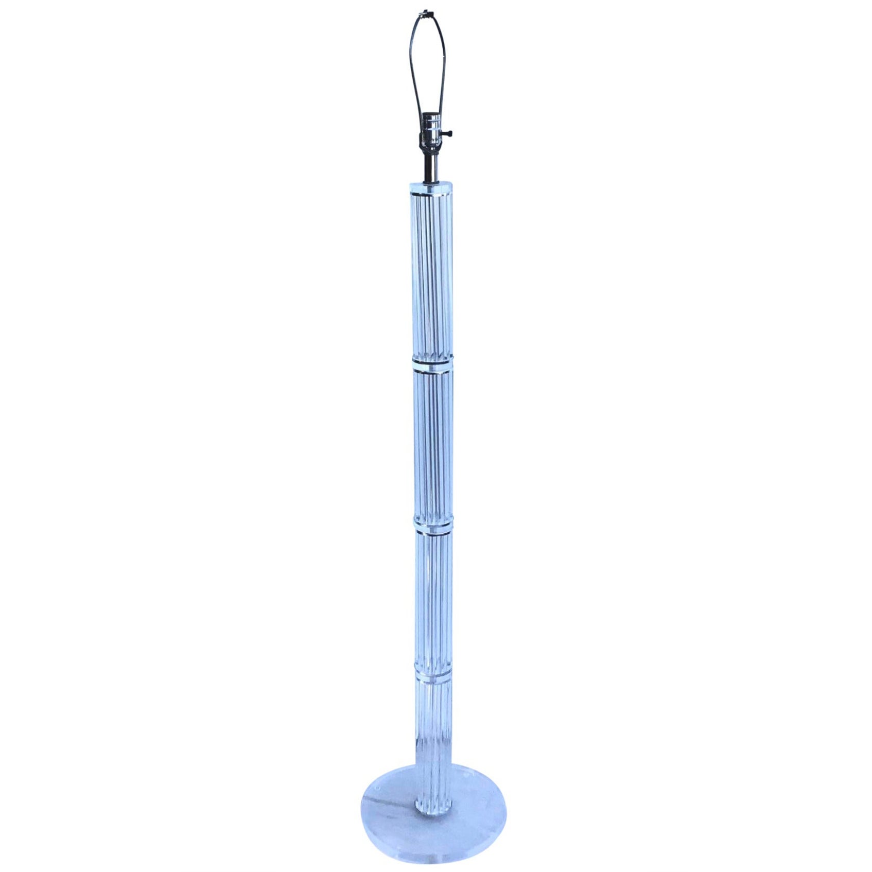 Mid-Century Hollywood Regency Lucite and Chrome Floor Lamp