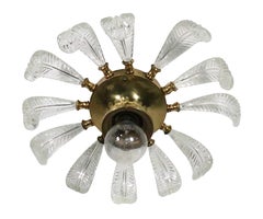 Mid Century Hollywood Regency Palm Beach Art Deco Flush Mount Light Fixture