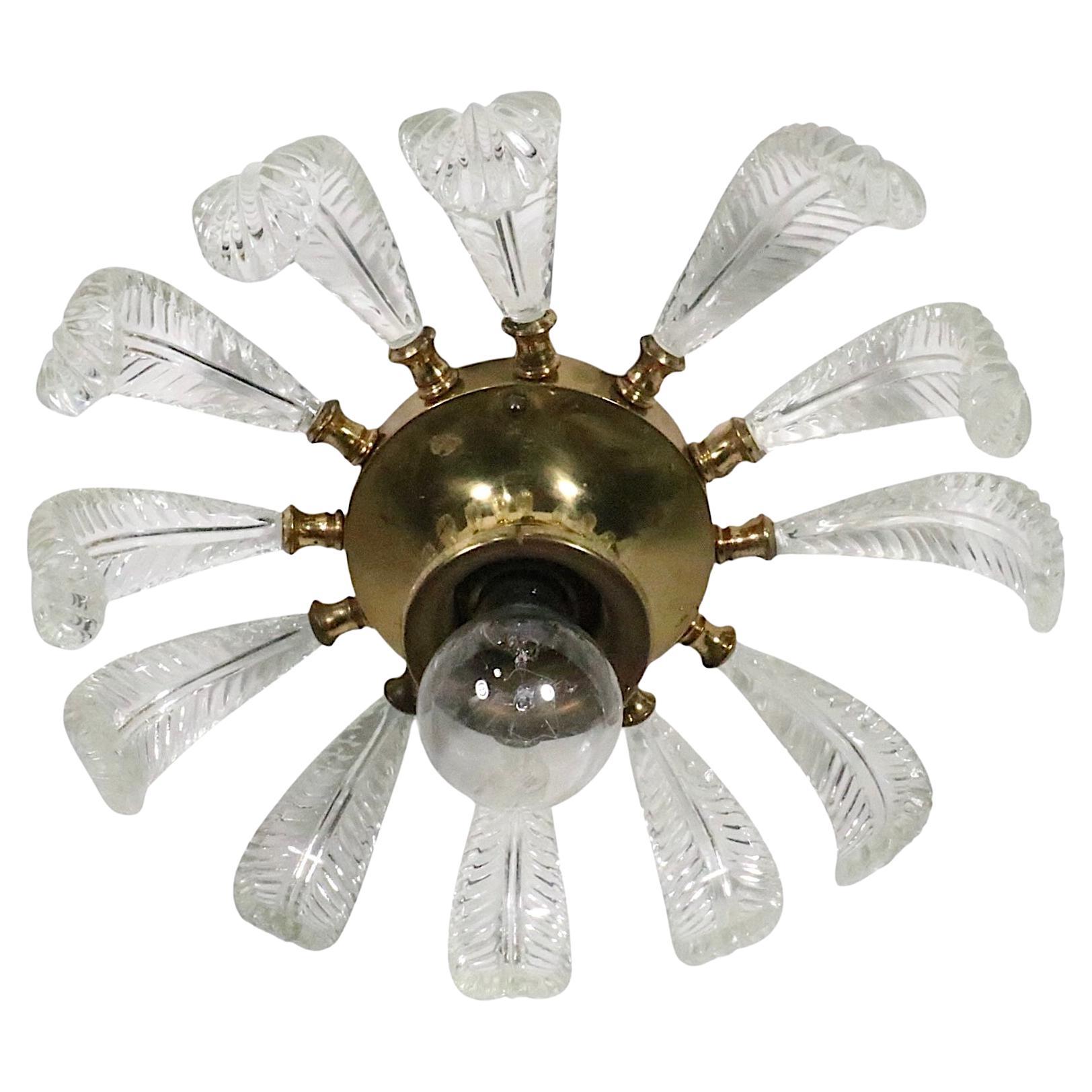 Mid Century Hollywood Regency Palm Beach Art Deco Flush Mount Light Fixture For Sale