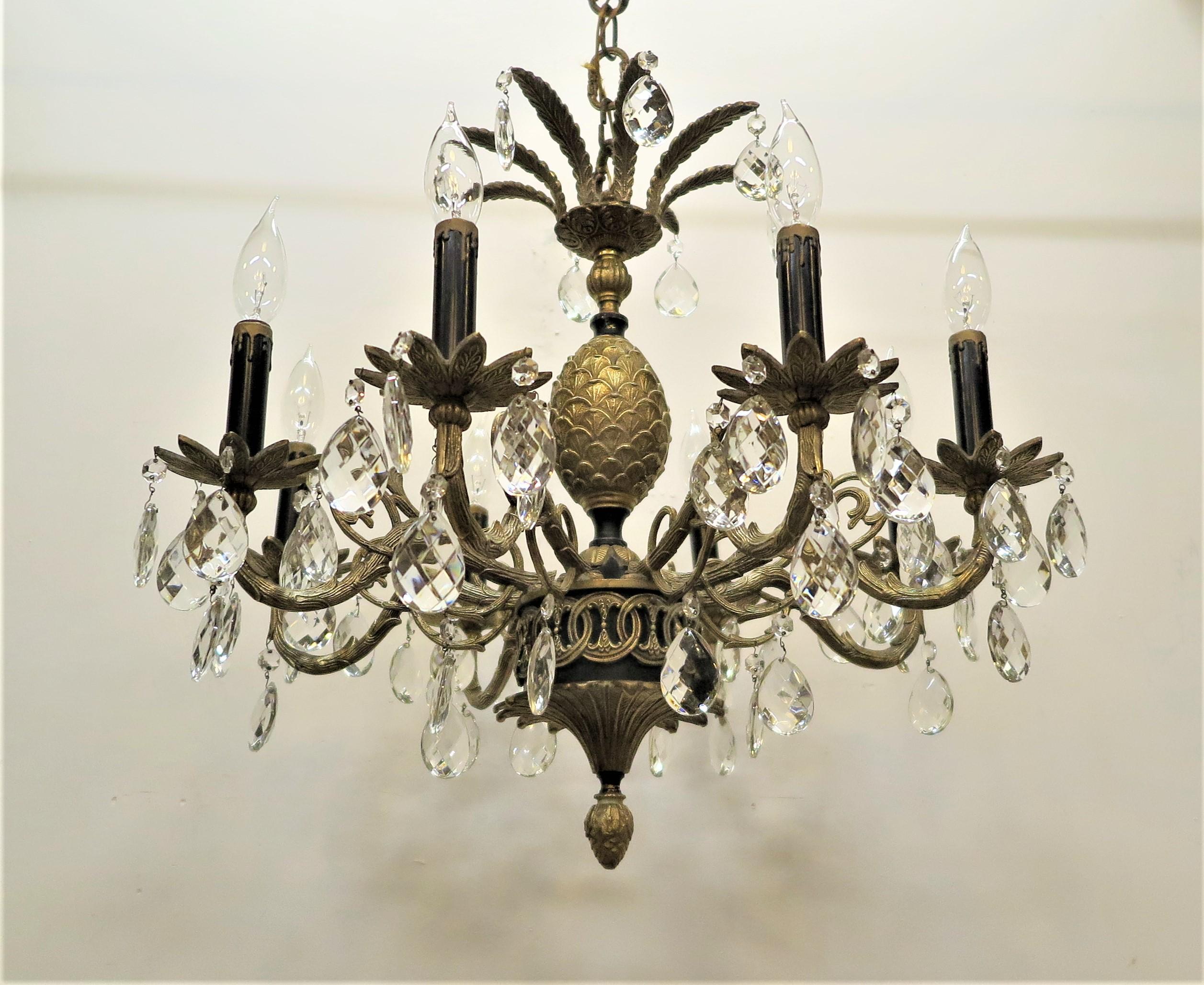 Mid-Century Hollywood Regency Pineapple Chandelier For Sale 4