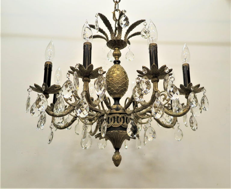 Mid-Century Hollywood Regency Pineapple Chandelier For Sale at 1stDibs