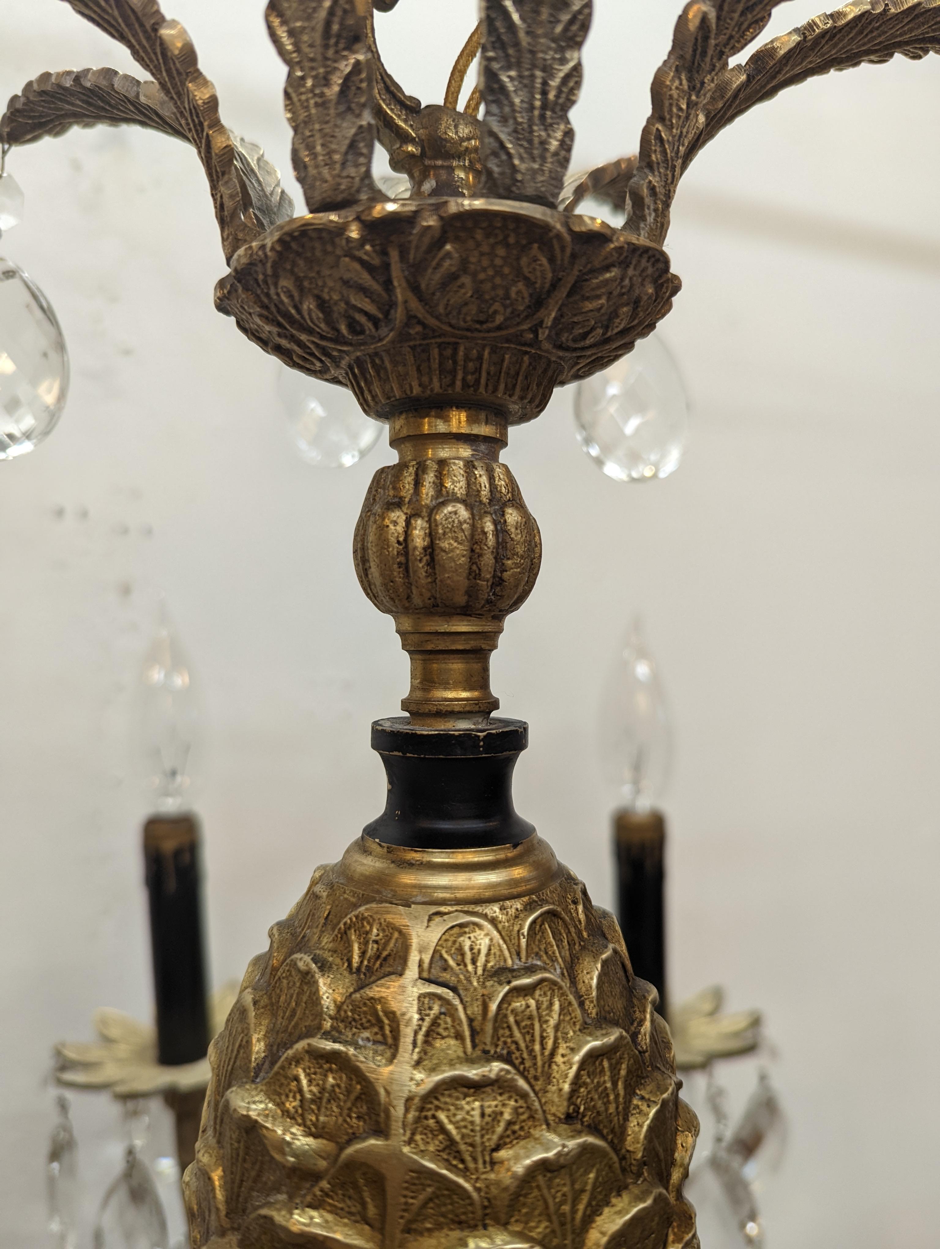 Mid-Century Hollywood Regency Pineapple Chandelier For Sale 5