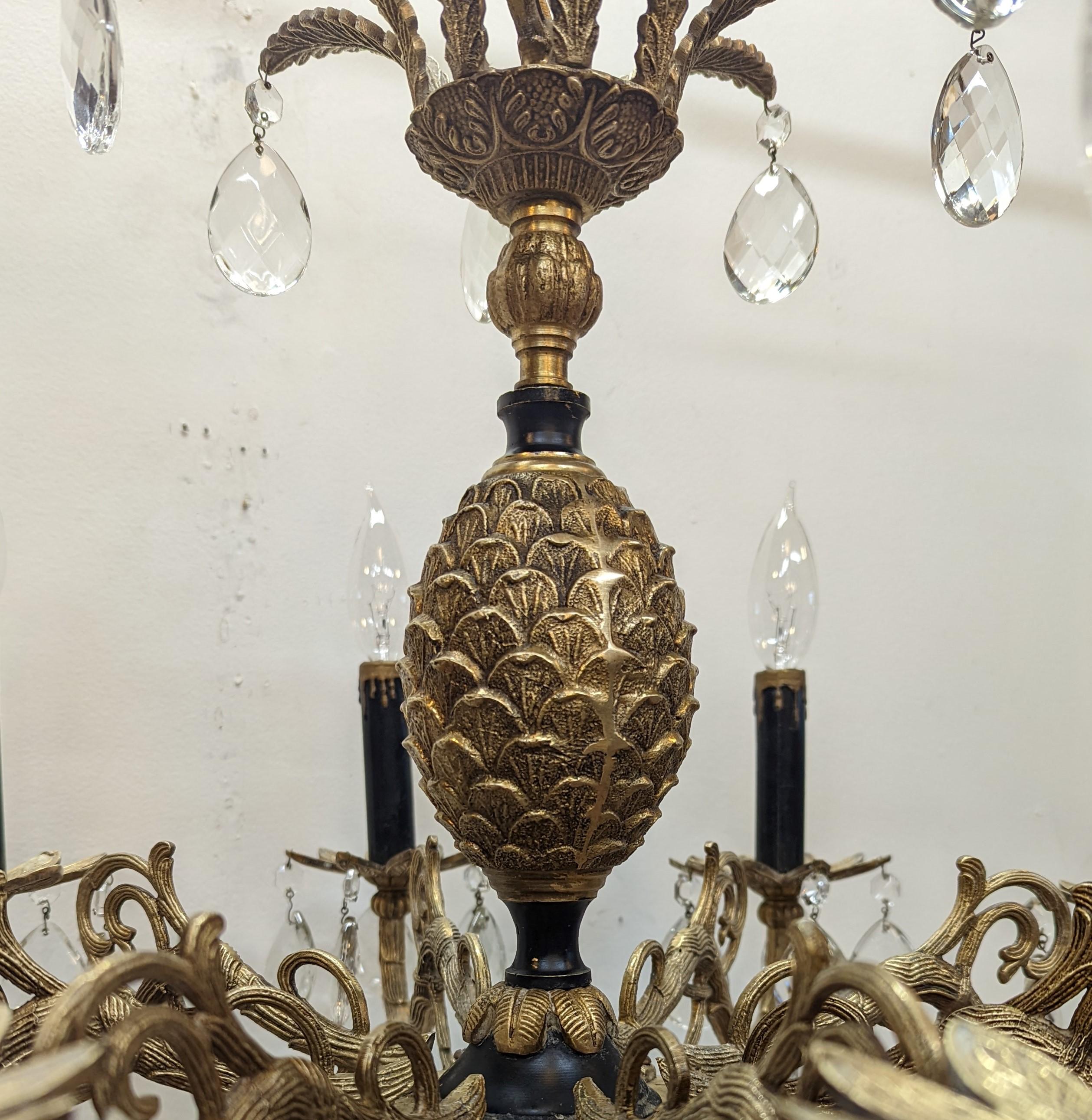 Mid-20th Century Mid-Century Hollywood Regency Pineapple Chandelier For Sale