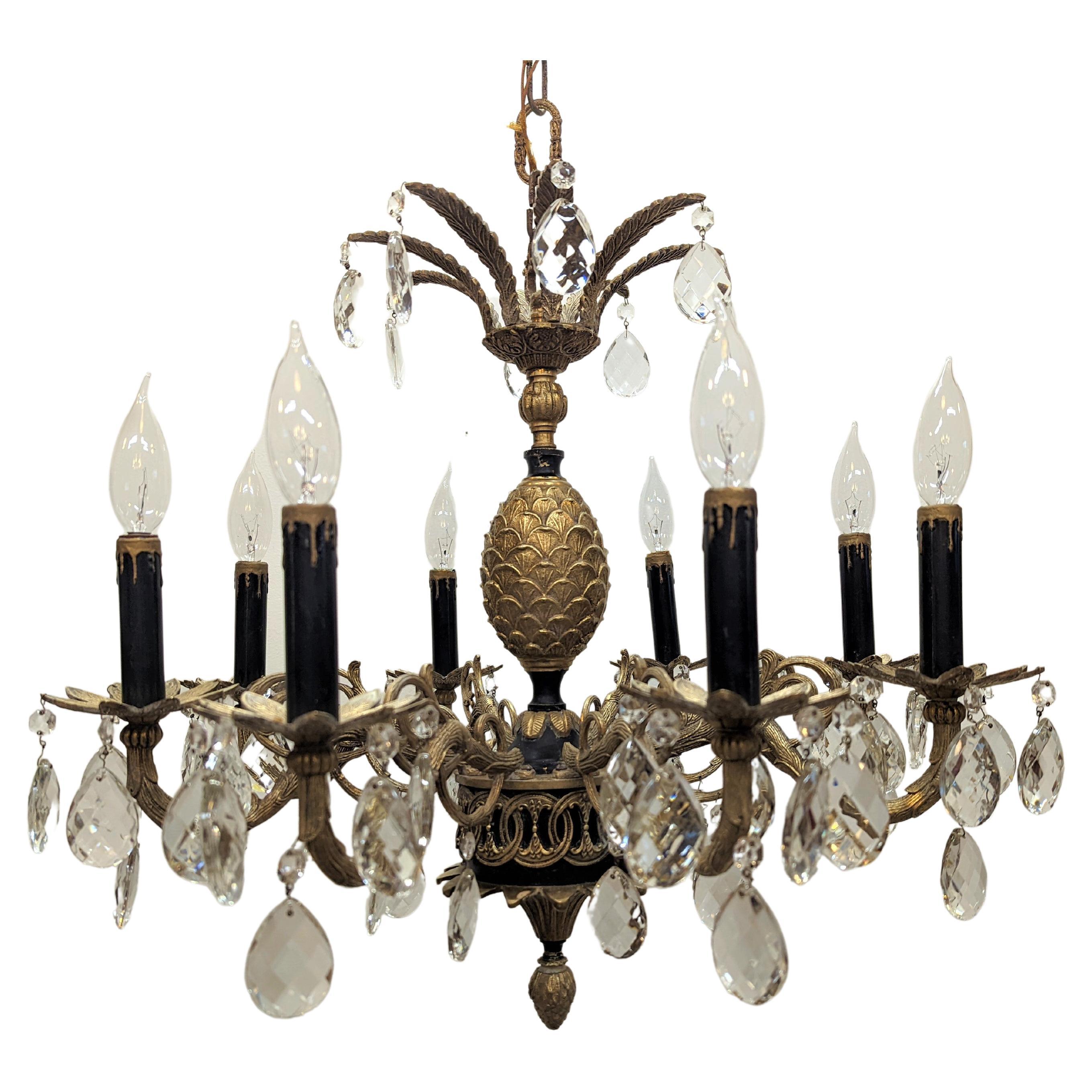 Mid-Century Hollywood Regency Pineapple Chandelier For Sale