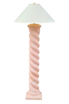 Mid Century Hollywood Regency Post Modern Pink or Peach Spiral Floor Lamp
