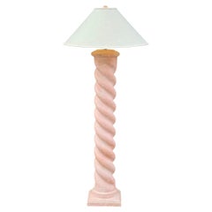 Mid Century Hollywood Regency Post Modern Pink or Peach Spiral Floor Lamp