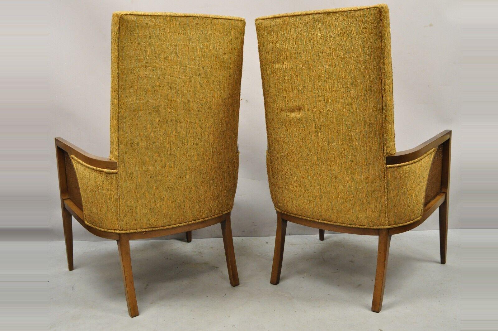 Mid Century Hollywood Regency Sculpted Wood Cane Panel Lounge Chairs - a Pair For Sale 5