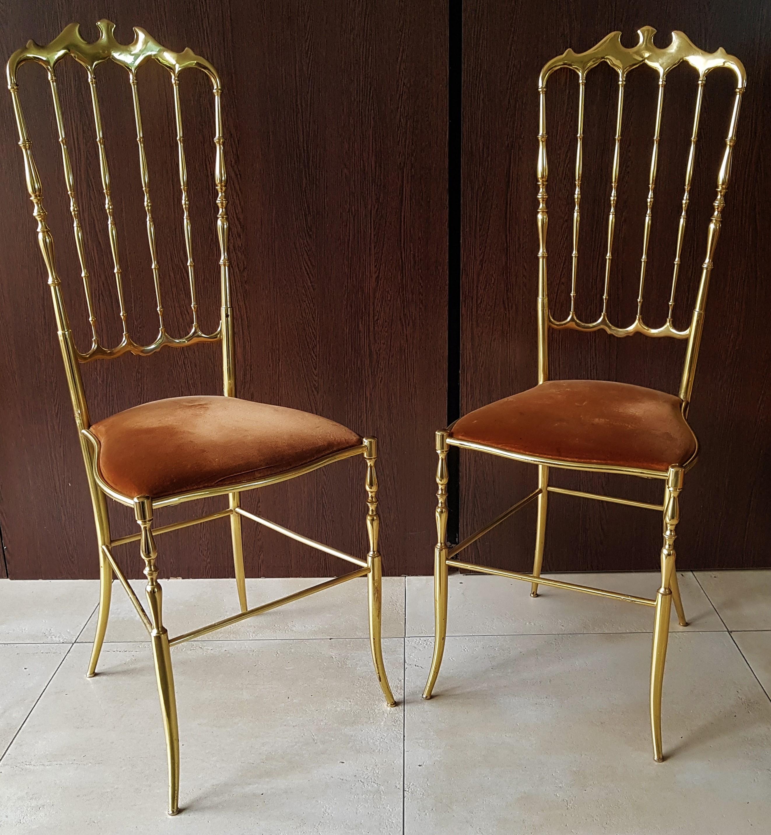 Mid-Century Hollywood Regency Set of Six Vintage Chiavari Chairs, Italy In Good Condition In Saarbruecken, DE