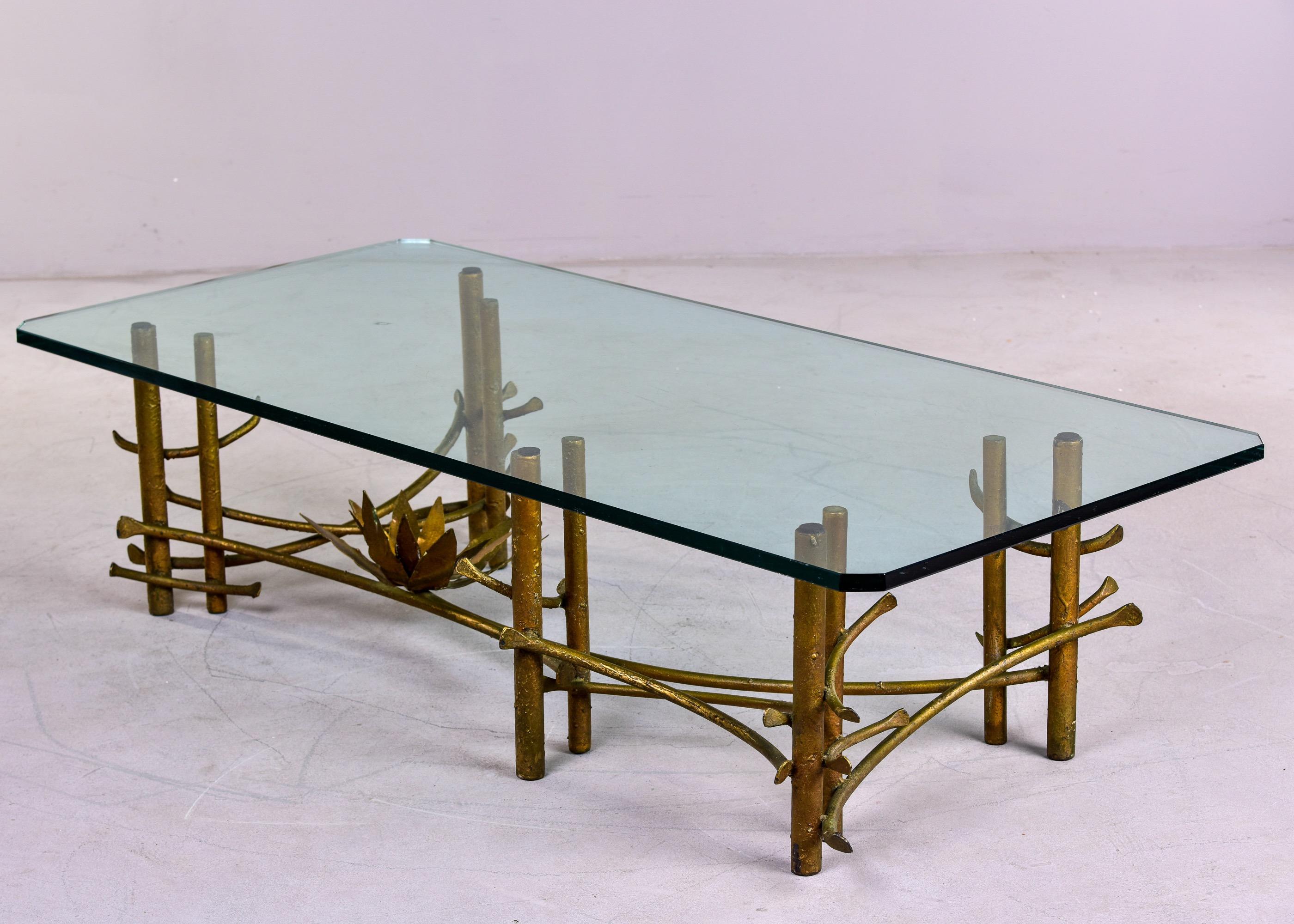 Mid Century Hollywood Regency Silas Seandel Bronze and Glass Lotus Coffee Table  4