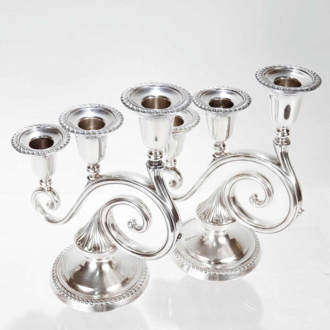 Mid-Century Hollywood Regency Sterling Silver 3-Light Candelabra by Blackinton For Sale 6