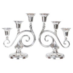 Vintage Mid-Century Hollywood Regency Sterling Silver 3-Light Candelabra by Blackinton