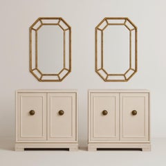 Mid-Century Hollywood Regency Style Faux Bamboo Giltwood Mirrors - Pair