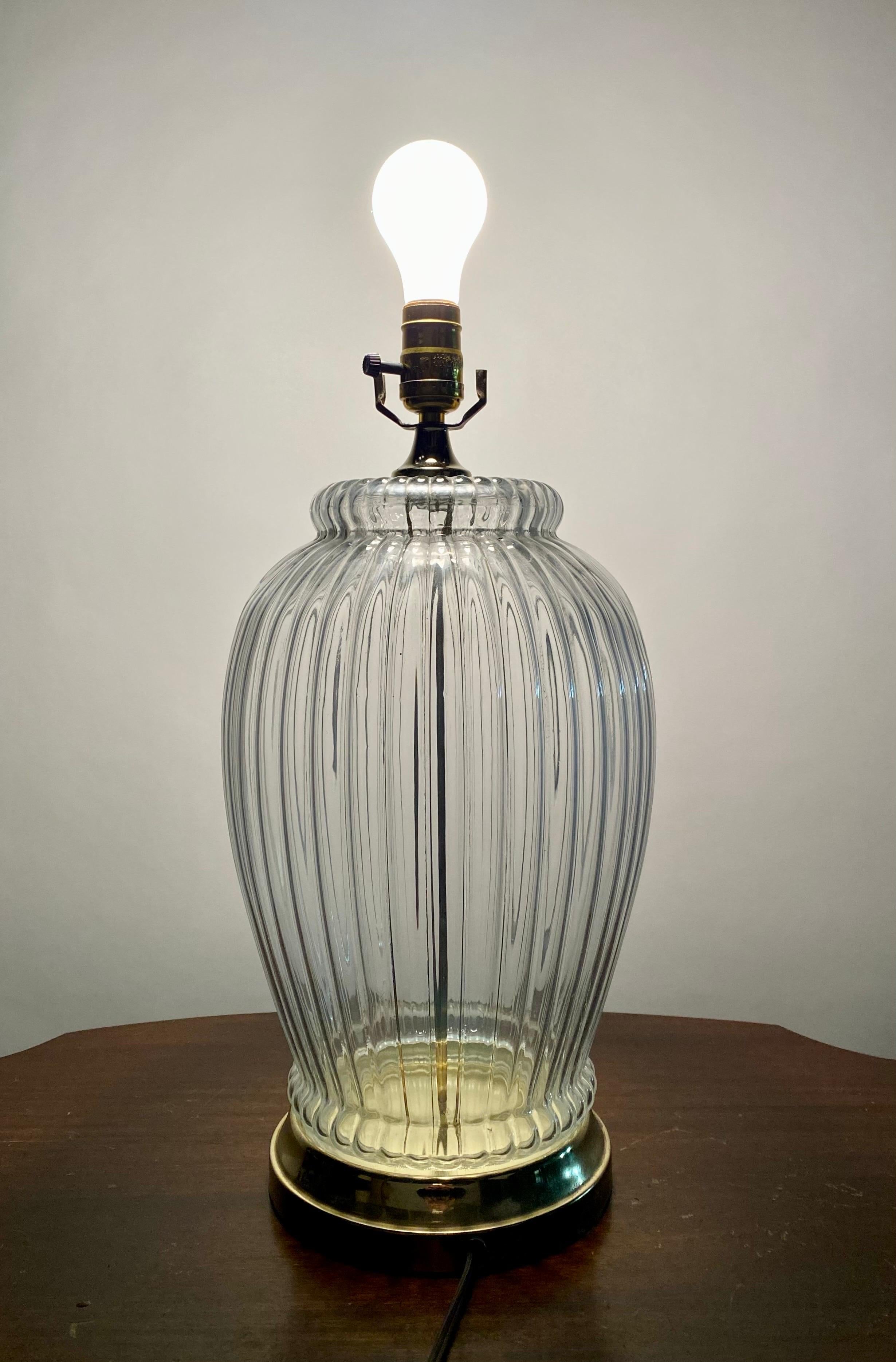 Midcentury Hollywood Regency Style Glass Table Lamp For Sale 3