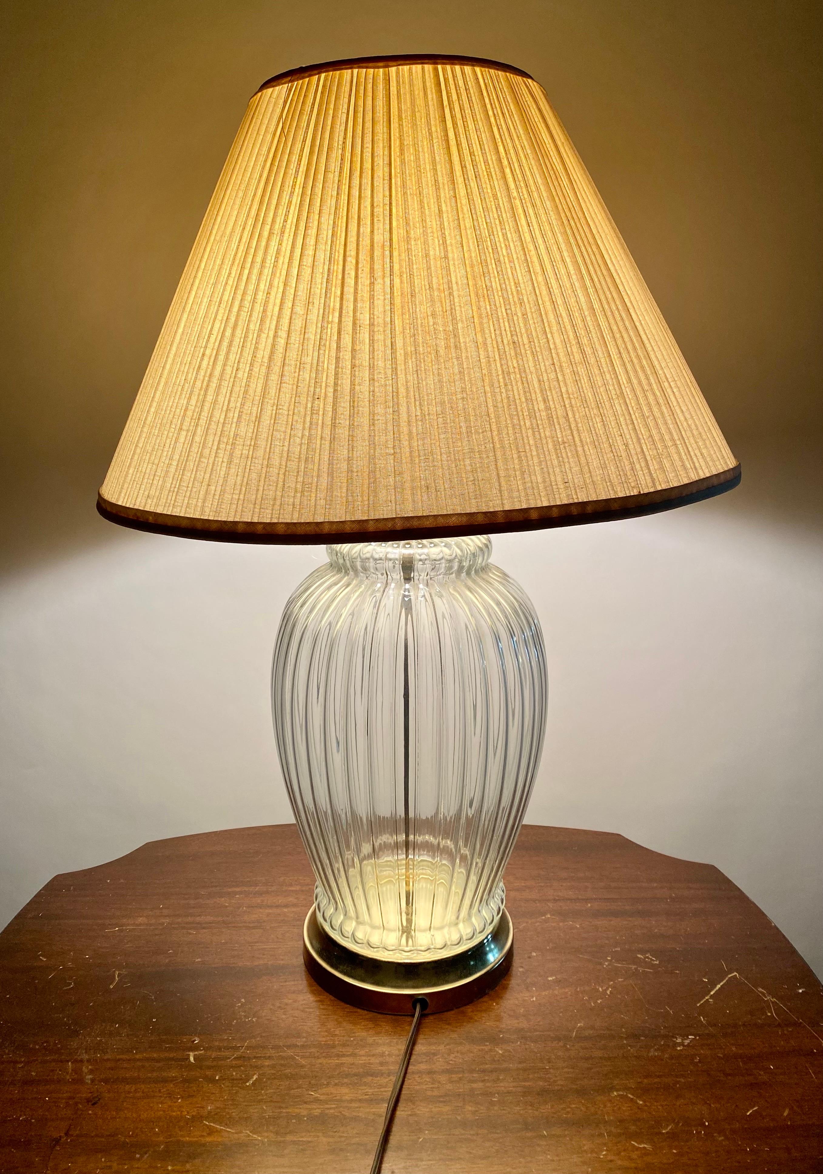Midcentury Hollywood Regency Style Glass Table Lamp For Sale 4