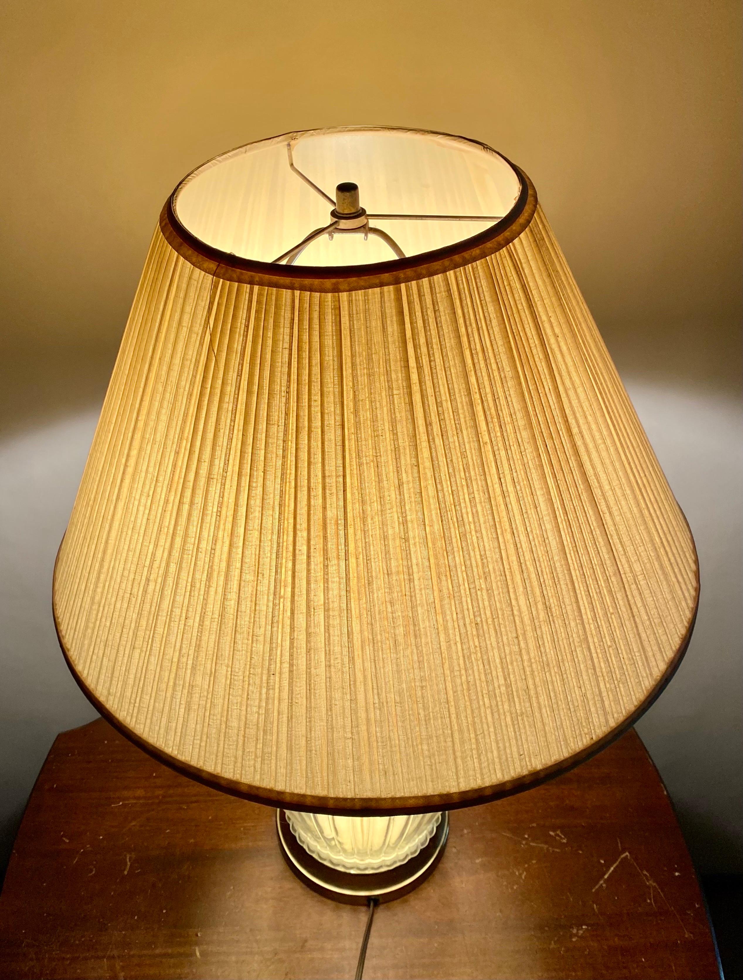 Midcentury Hollywood Regency Style Glass Table Lamp For Sale 5