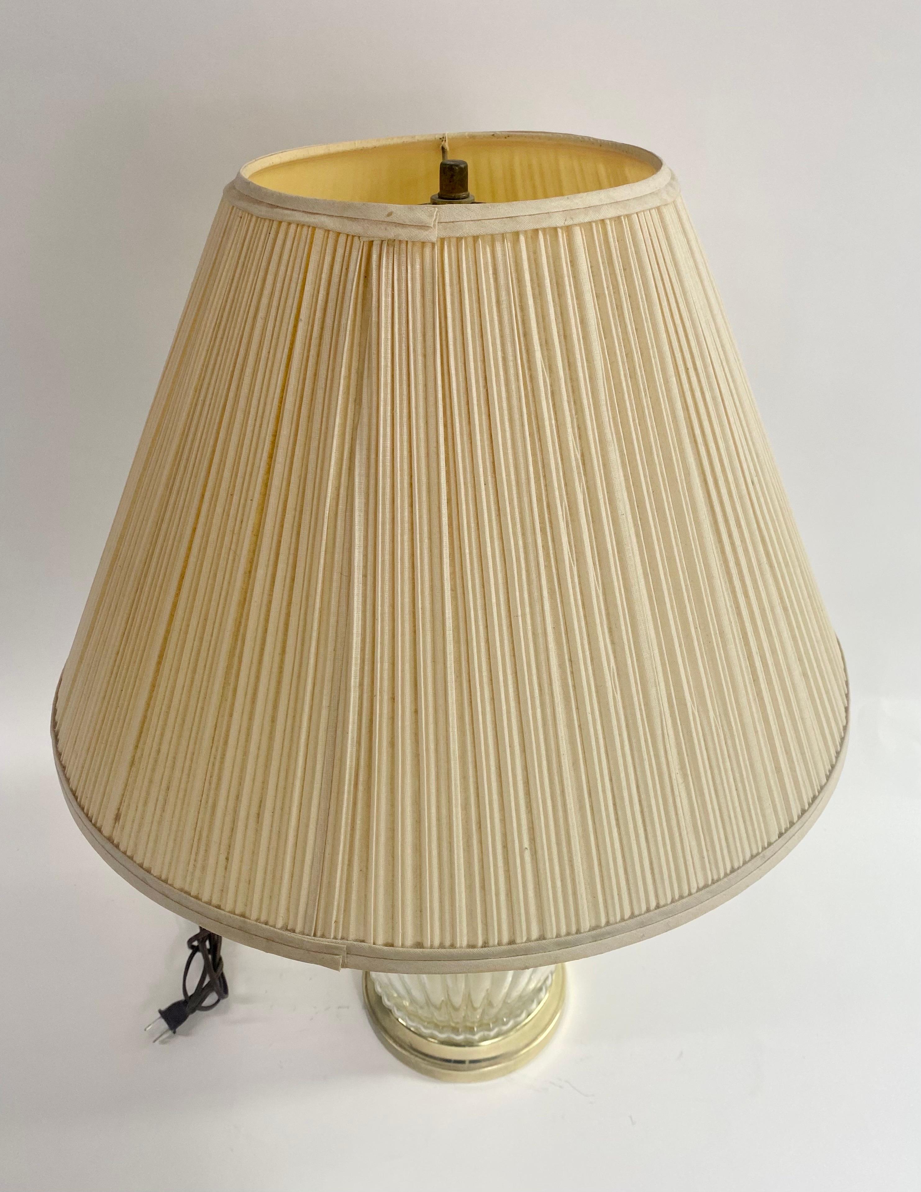 20th Century Midcentury Hollywood Regency Style Glass Table Lamp For Sale