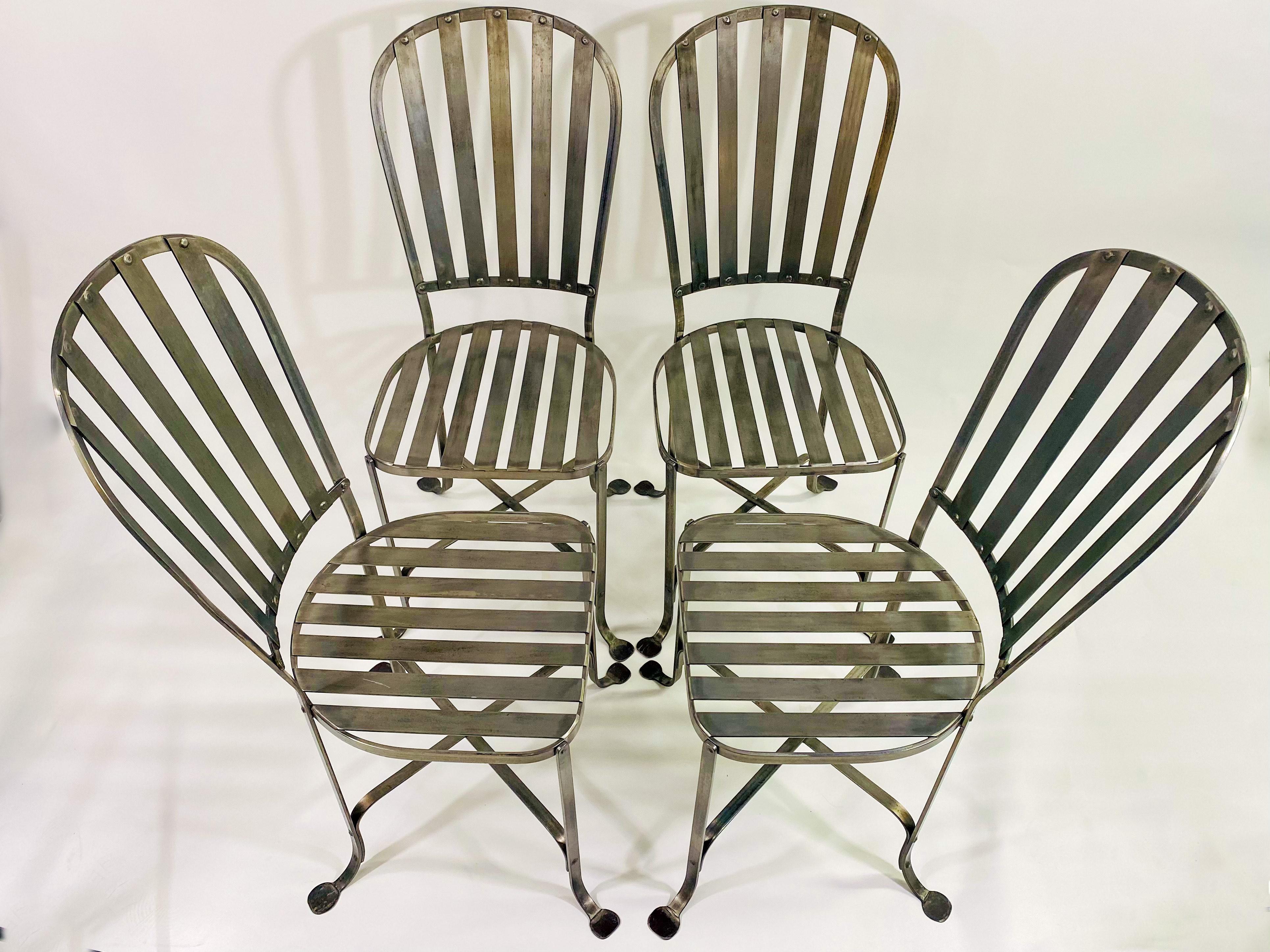 Mid-Century Hollywood Regency Style Metal Pewter Finish Chair, a Set of 4  11