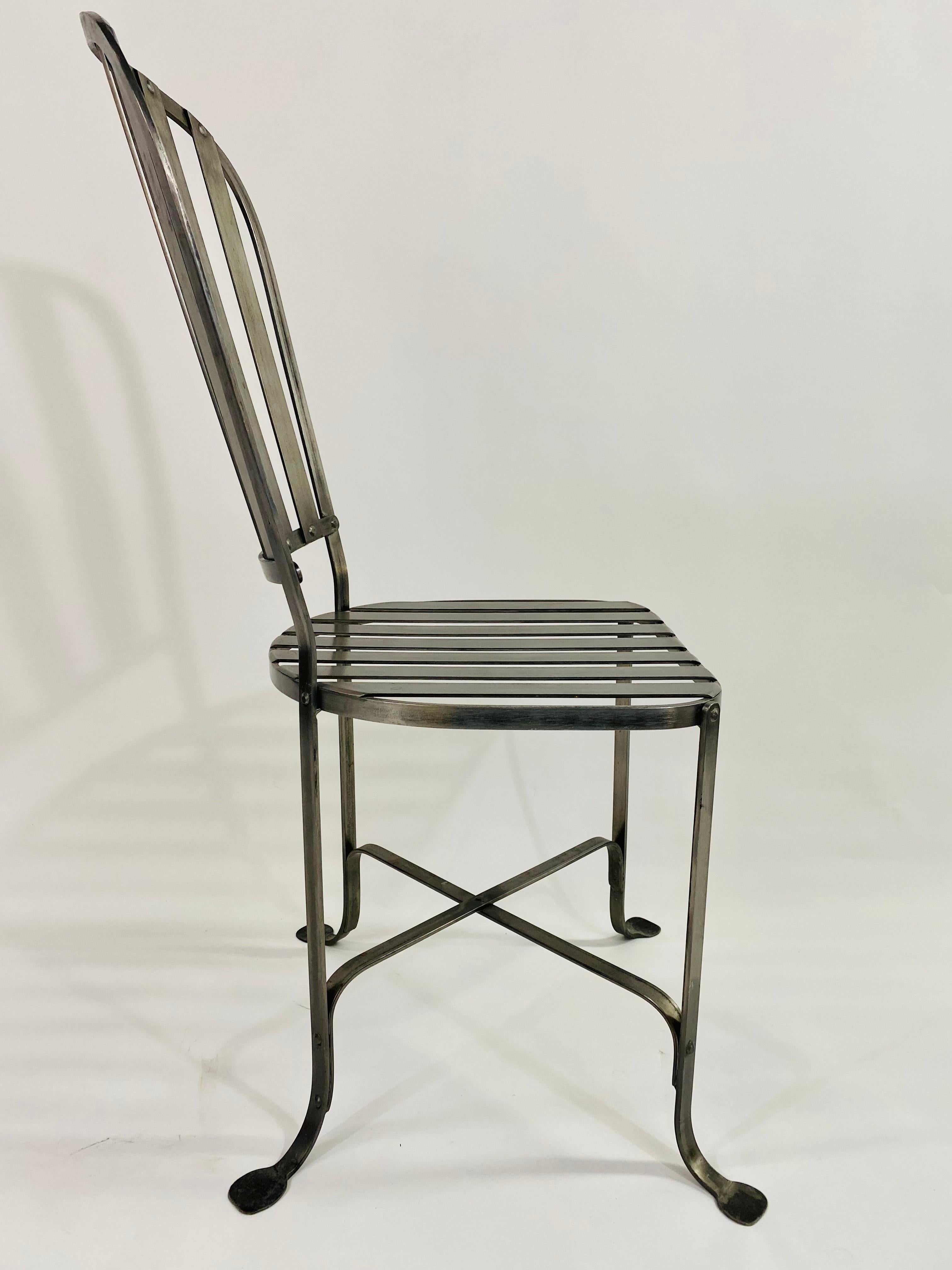 Mid-Century Hollywood Regency Style Metal Pewter Finish Chair, a Set of 4  3