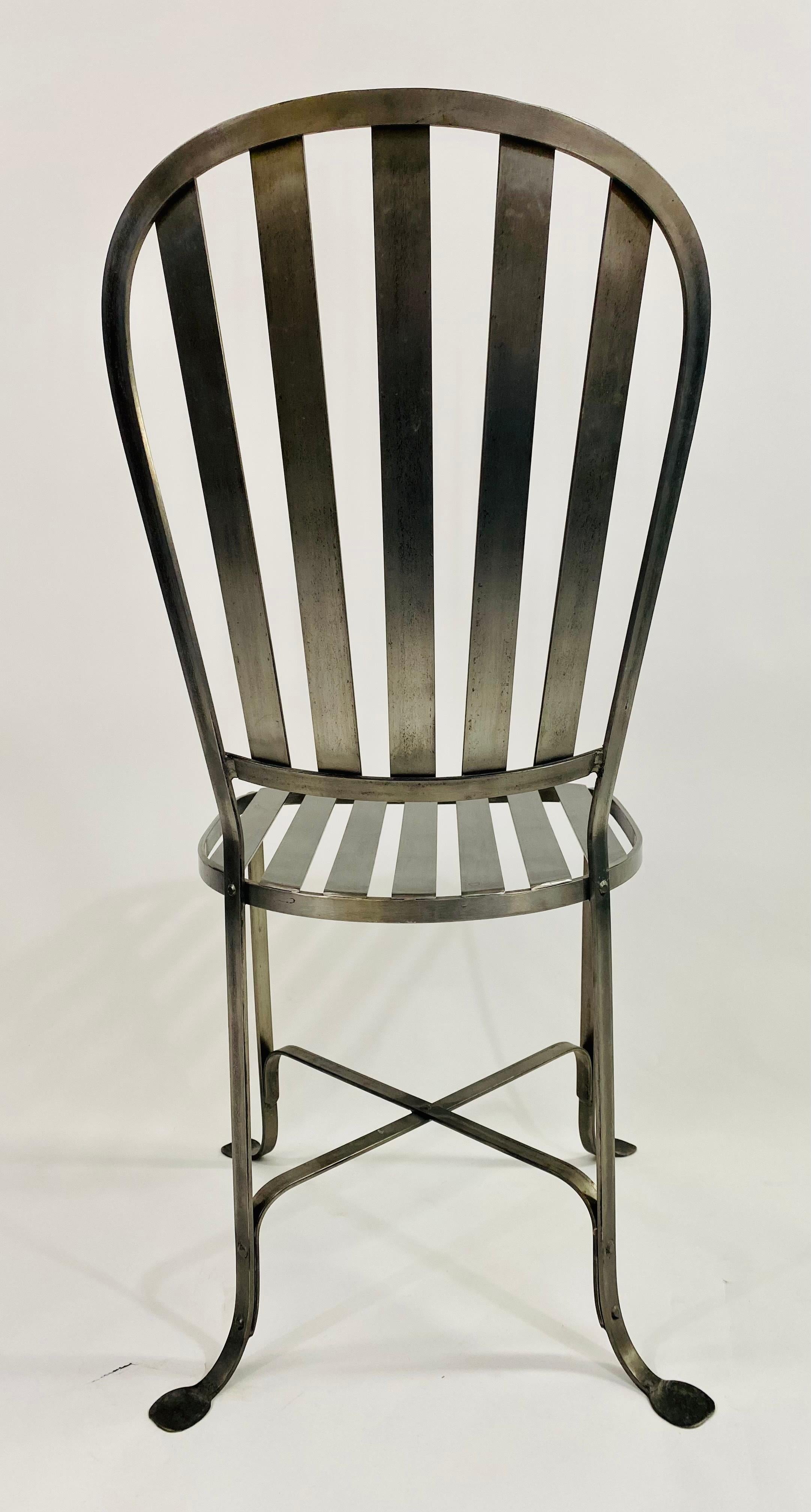 Mid-Century Hollywood Regency Style Metal Pewter Finish Chair, a Set of 4  5