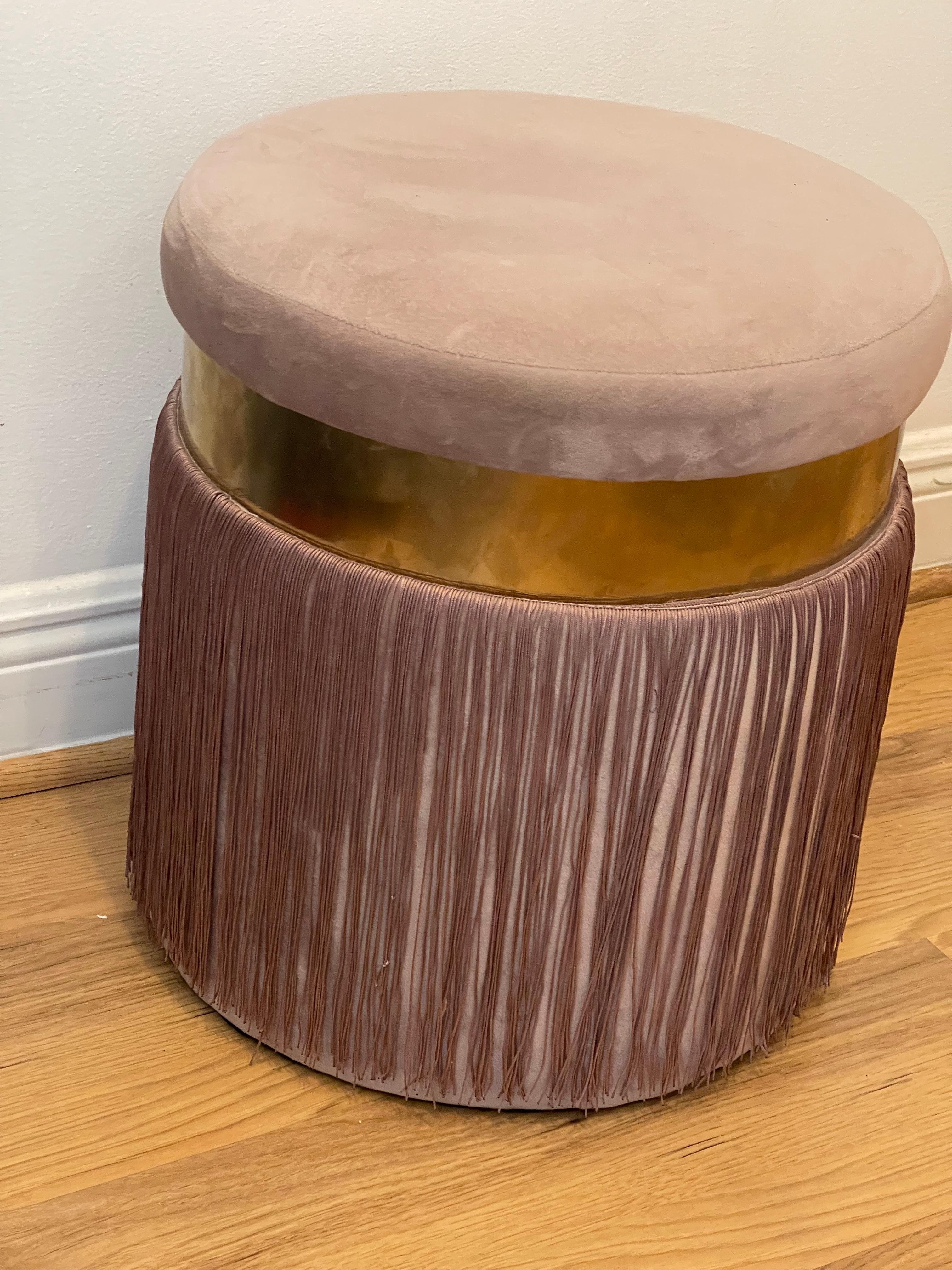 Americano Pouf in stile Hollywood Regency di metà secolo con frange in vendita