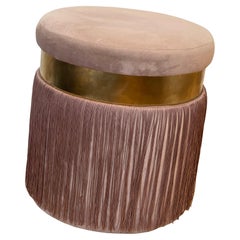 Mid-Century-Hocker im Hollywood-Regency-Stil mit Fransen
