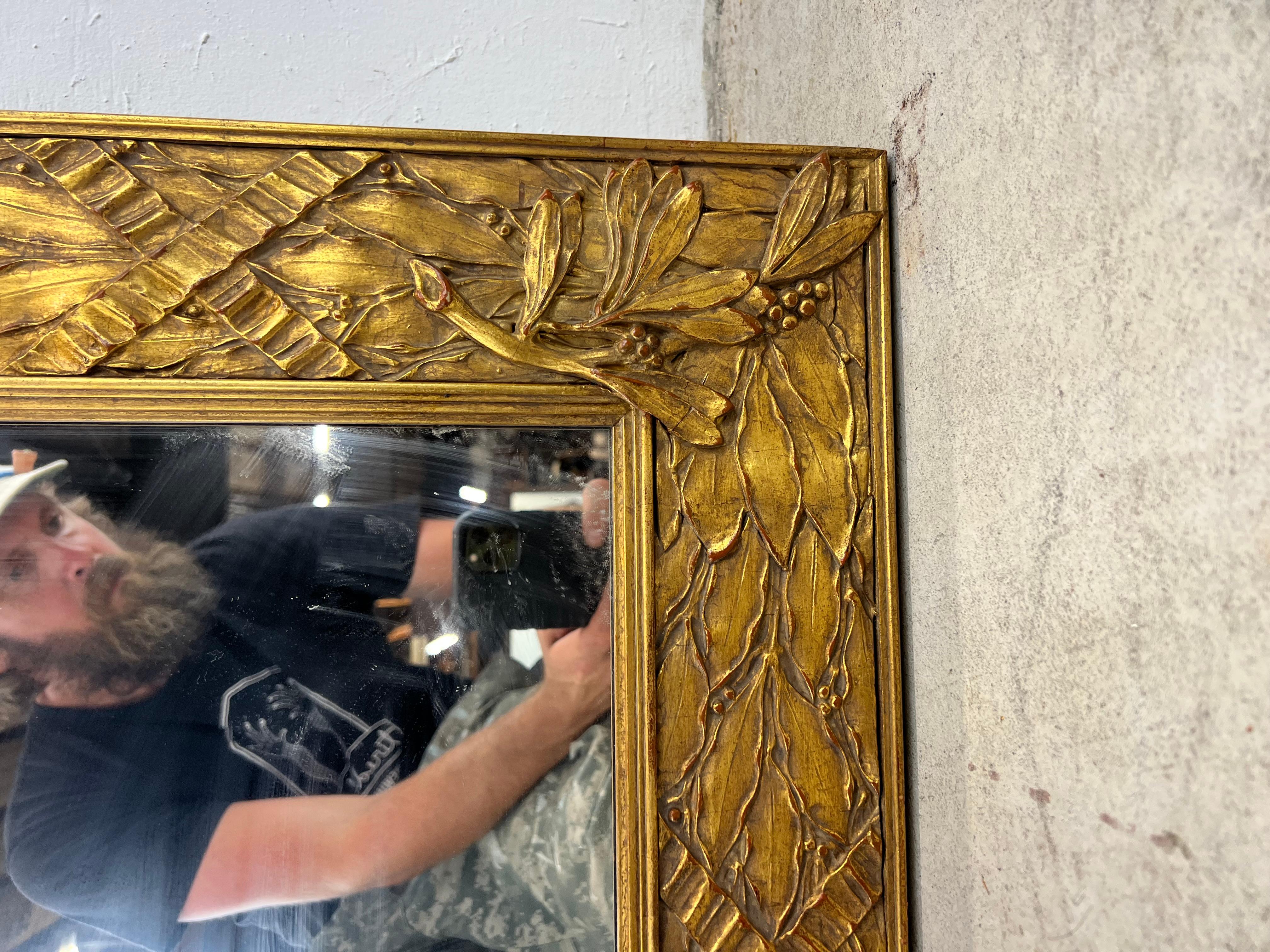 Mid Century Hollywood Regency Style Wall Mirror with Ornate Frame For Sale 7
