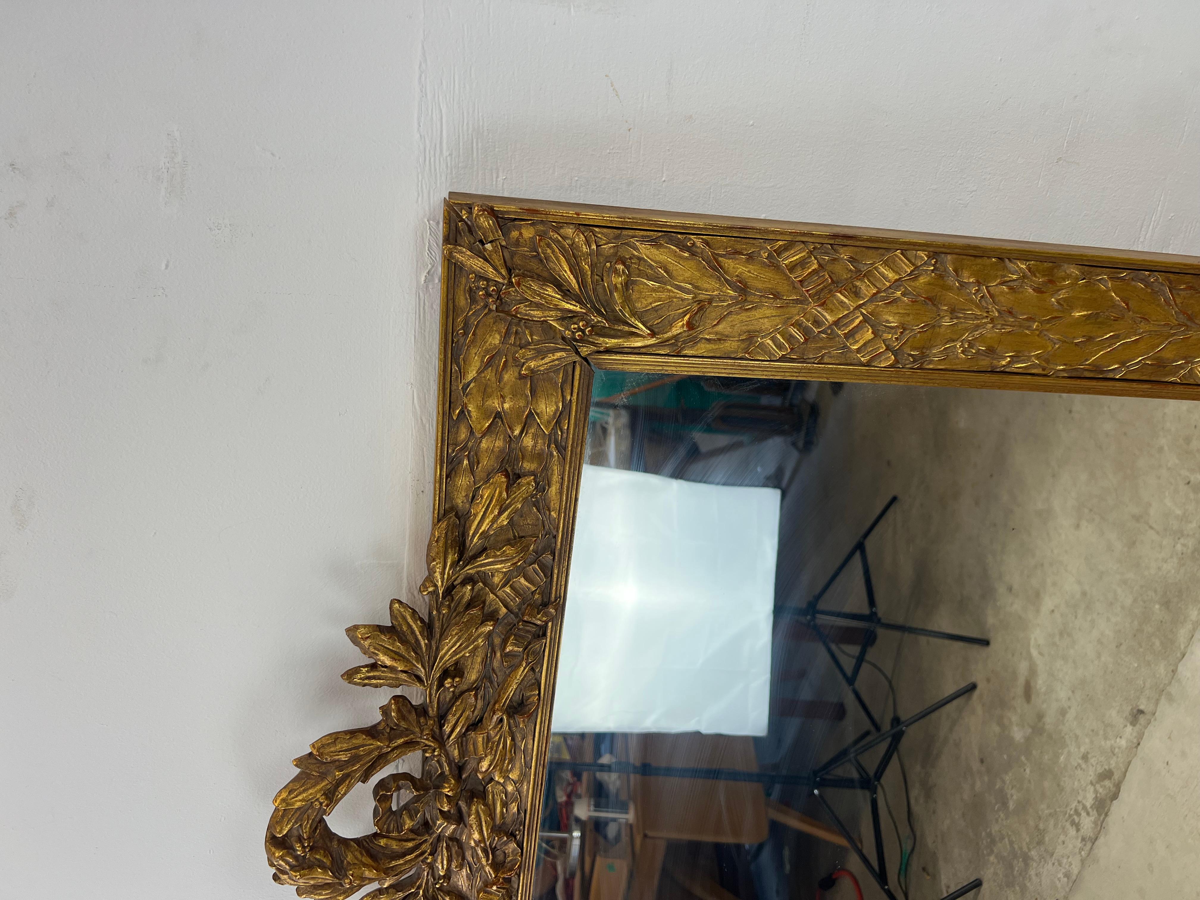 20th Century Mid Century Hollywood Regency Style Wall Mirror with Ornate Frame For Sale