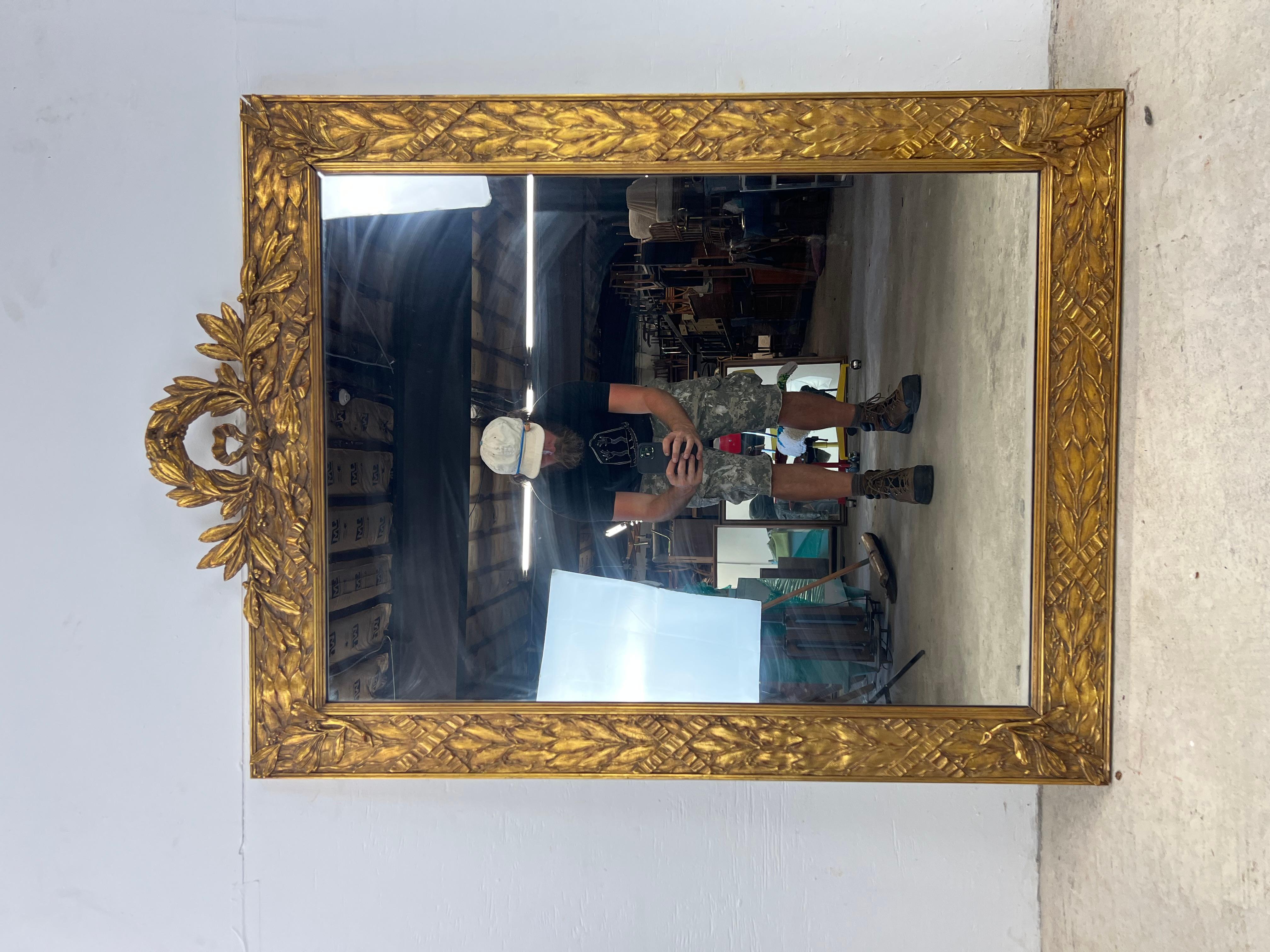 Mid Century Hollywood Regency Style Wall Mirror with Ornate Frame For Sale 1