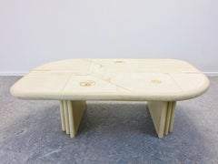 Midcentury Hollywood Regency Travertin Coffee Table by Fedam Design